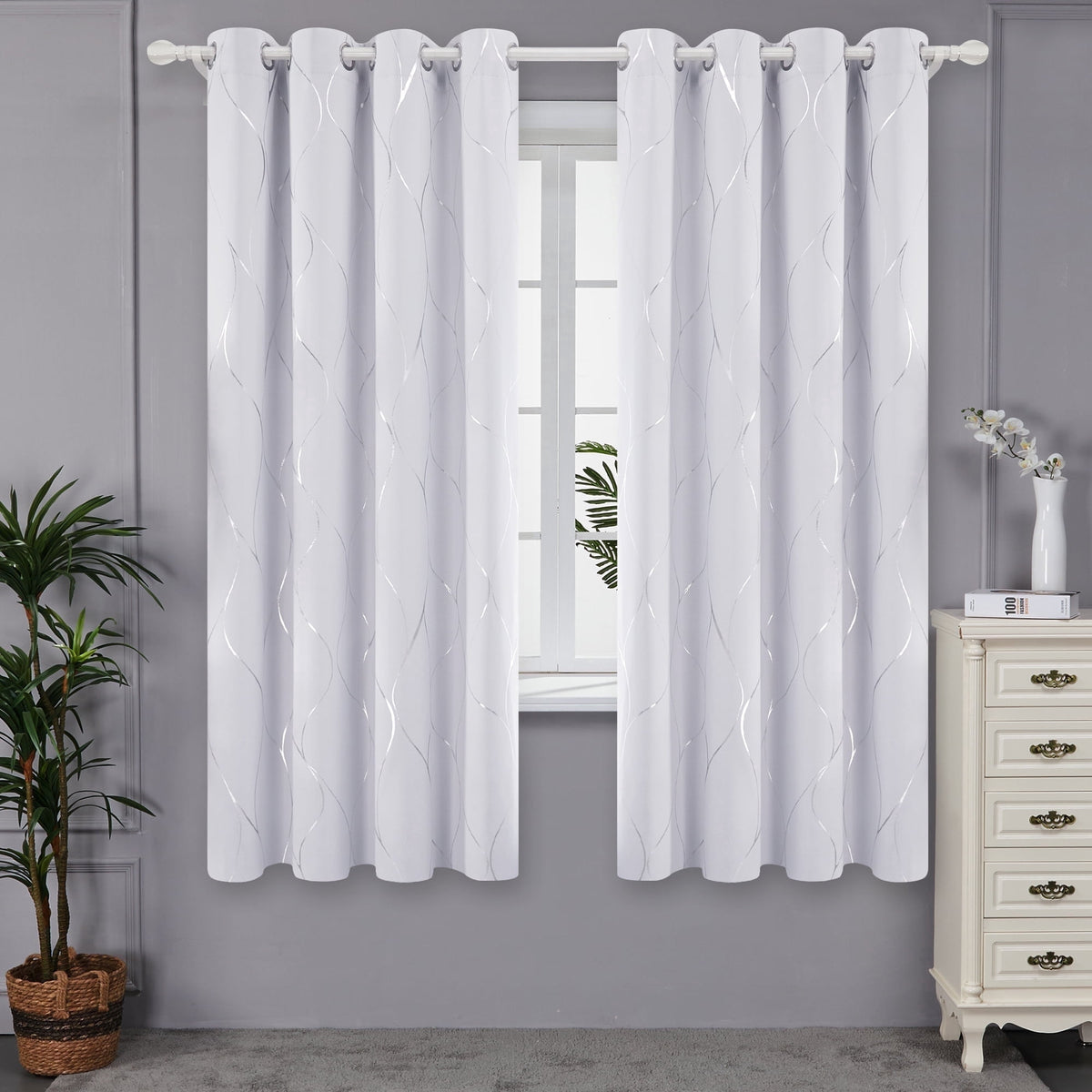 ZOPZO Curtains & Valances, Greyish White