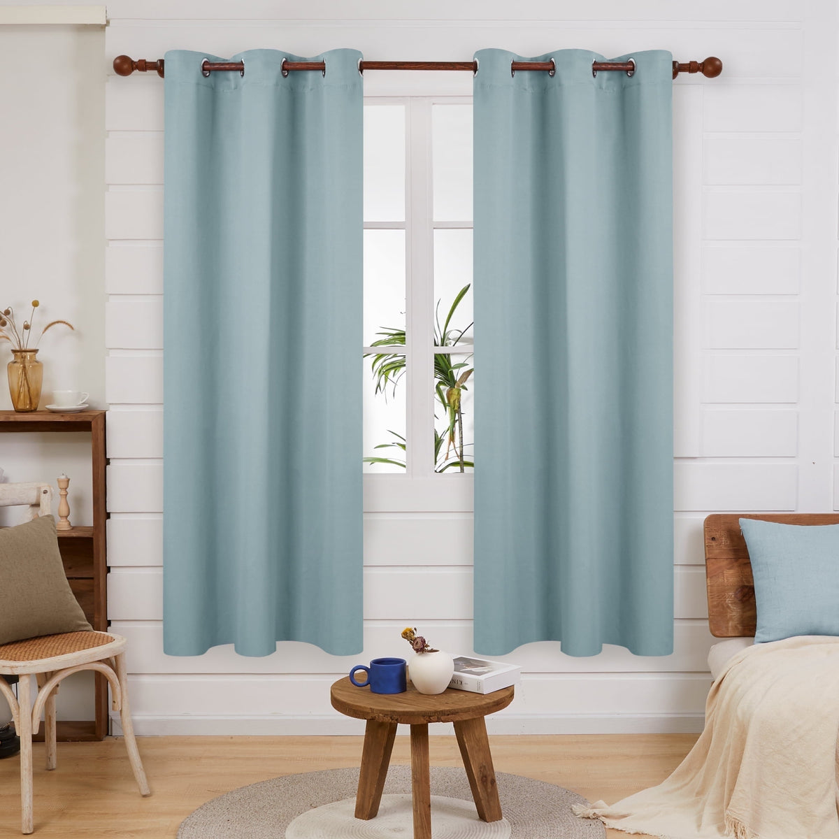 Deconovo Grommet Room Darkening Curtains, 2 Panels - Baby Blue, 38 x 72