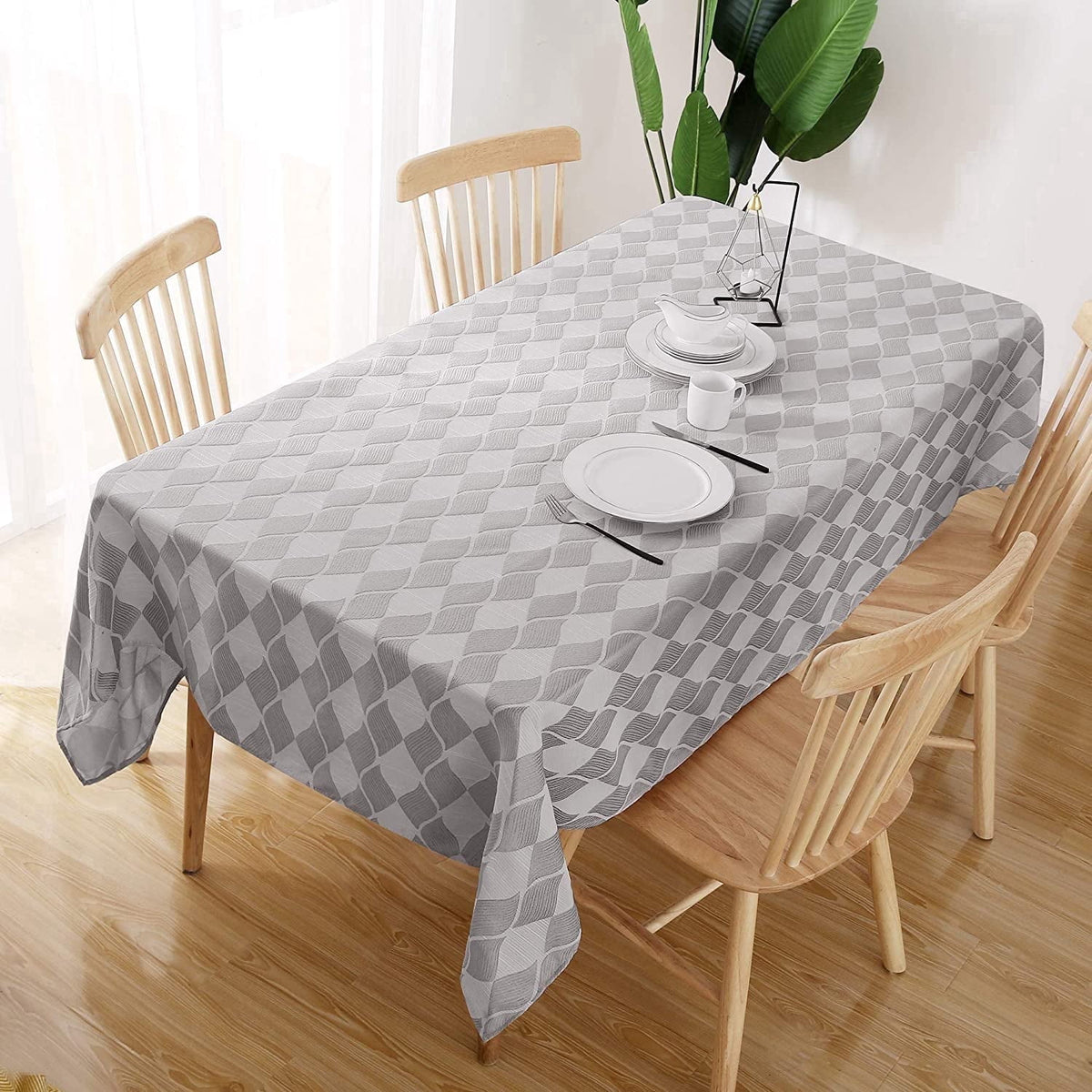 Deconovo Linen Look Tablecloth, Square and Rectangular Sizes - Gray, 54 x 72