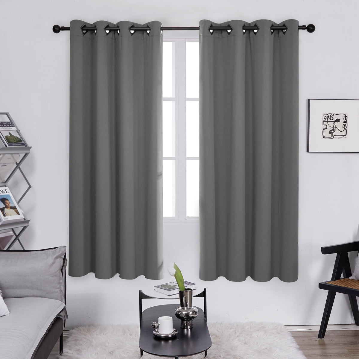 Deconovo Solid Grommet Blackout Curtains, 2 Panels - Light Gray, 52 x 72