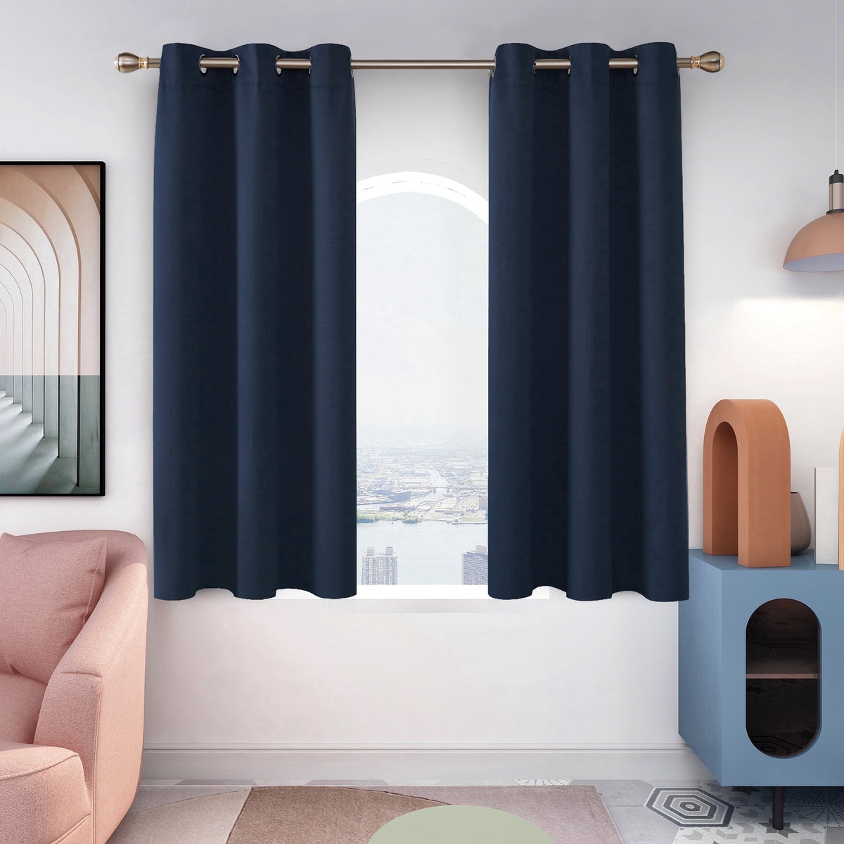 ZOPZO Curtains & Valances, Navy Blue