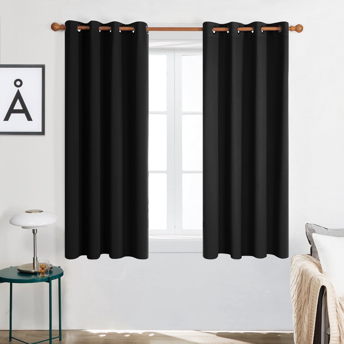 ZOPZO Curtains & Valances, Black