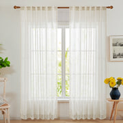Deconovo Textured Faux Linen Sheer Curtains 2 Panels OEKO-Certified
