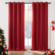 Deconovo Grommet Room Darkening Curtains, 2 Panels - True Red, 52 x 63
