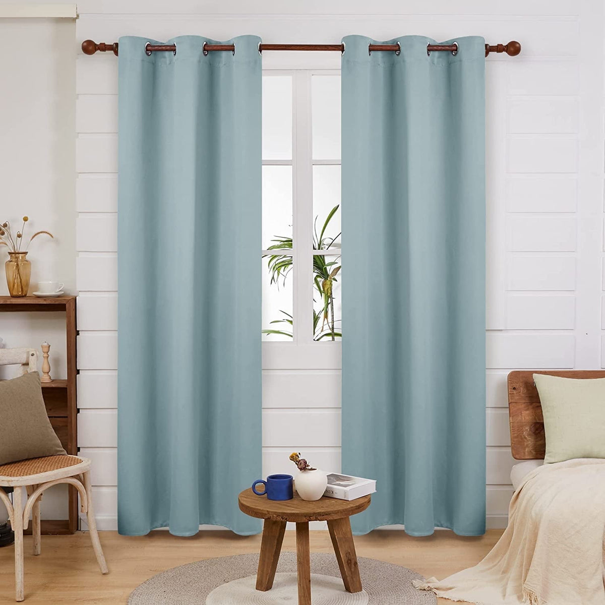Deconovo Grommet Room Darkening Curtains, 2 Panels - Baby Blue, 38 x 84