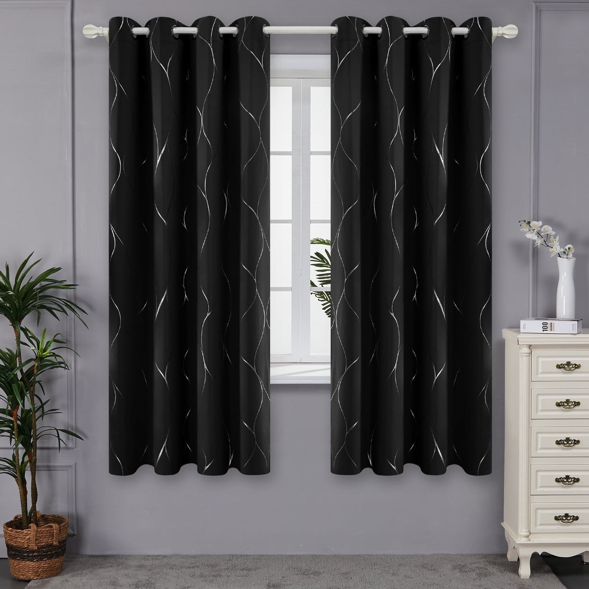ZOPZO Curtains & Valances, Black