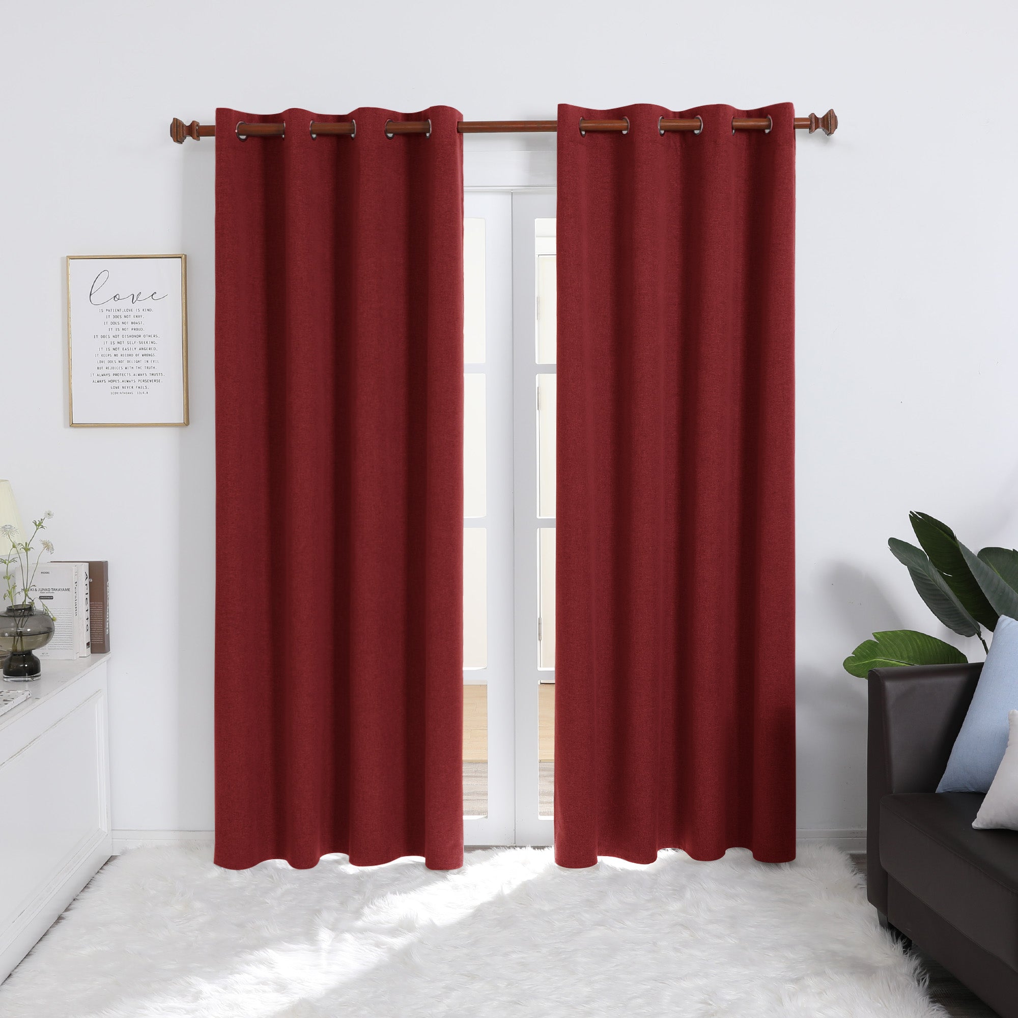 Deconovo 100% Blackout Faux Linen Curtains 2 Panels – Multiple Sizes