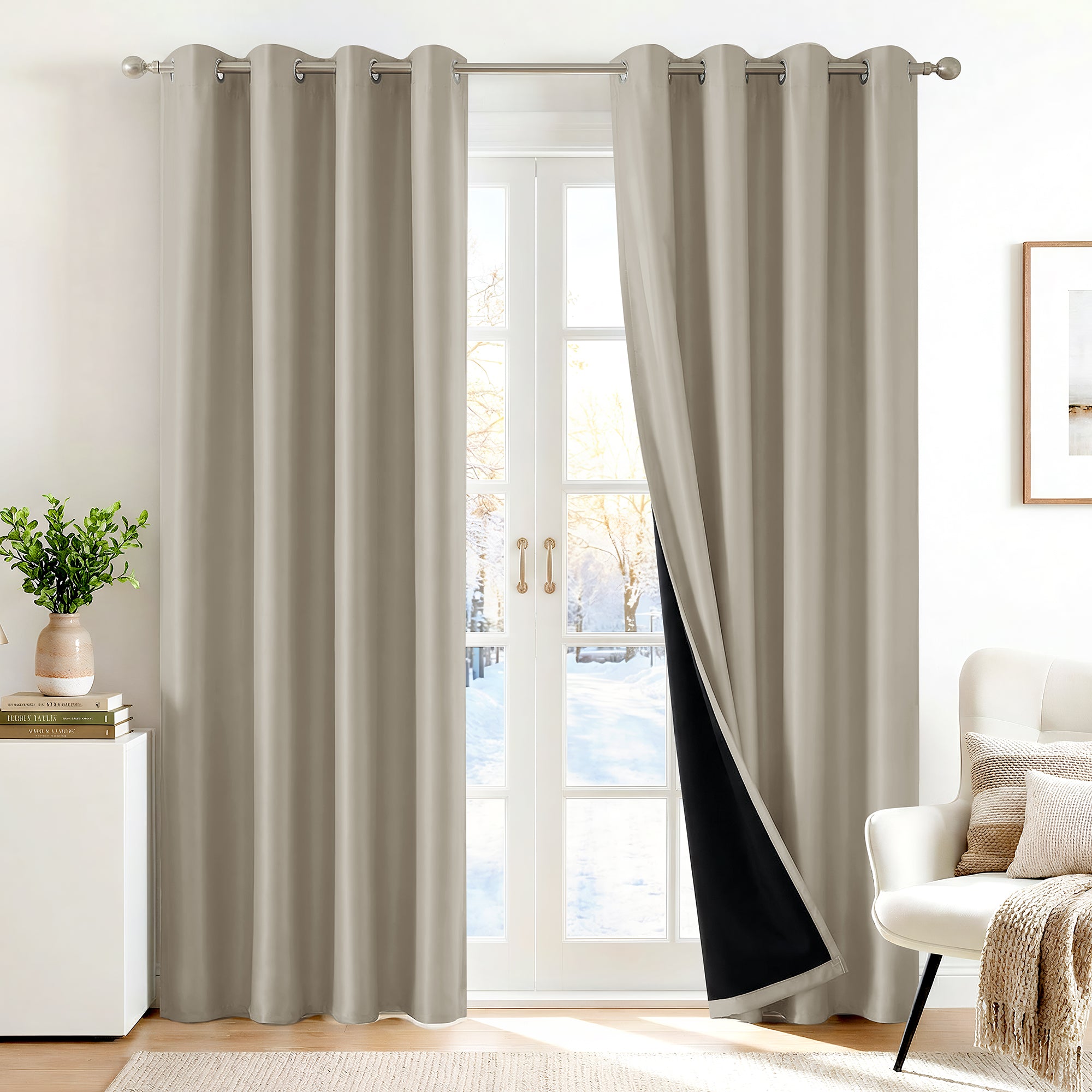 Deconovo Blackout Curtains Thermal Insulated Noise Reducing Bedroom Window Panels with Liner Grommet Top 2 Pack