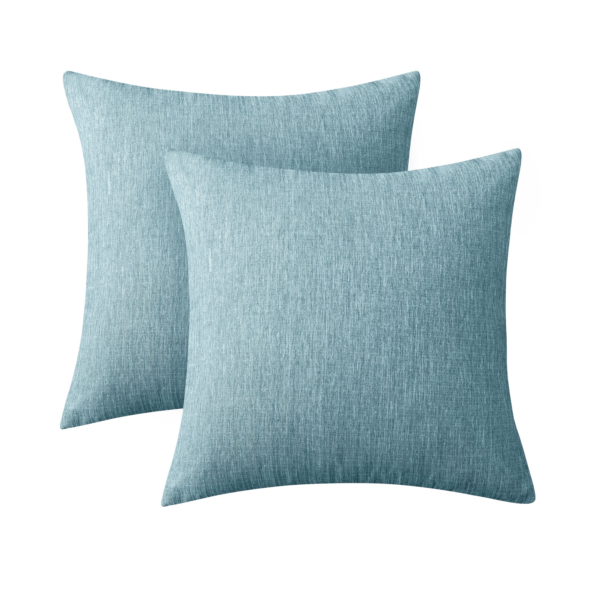 Deconovo Faux Linen Cushion Covers, Set of 2, Light Blue ¨C Eco-Friendly, Machine Washable, Decorative Pillow Covers for Sofa