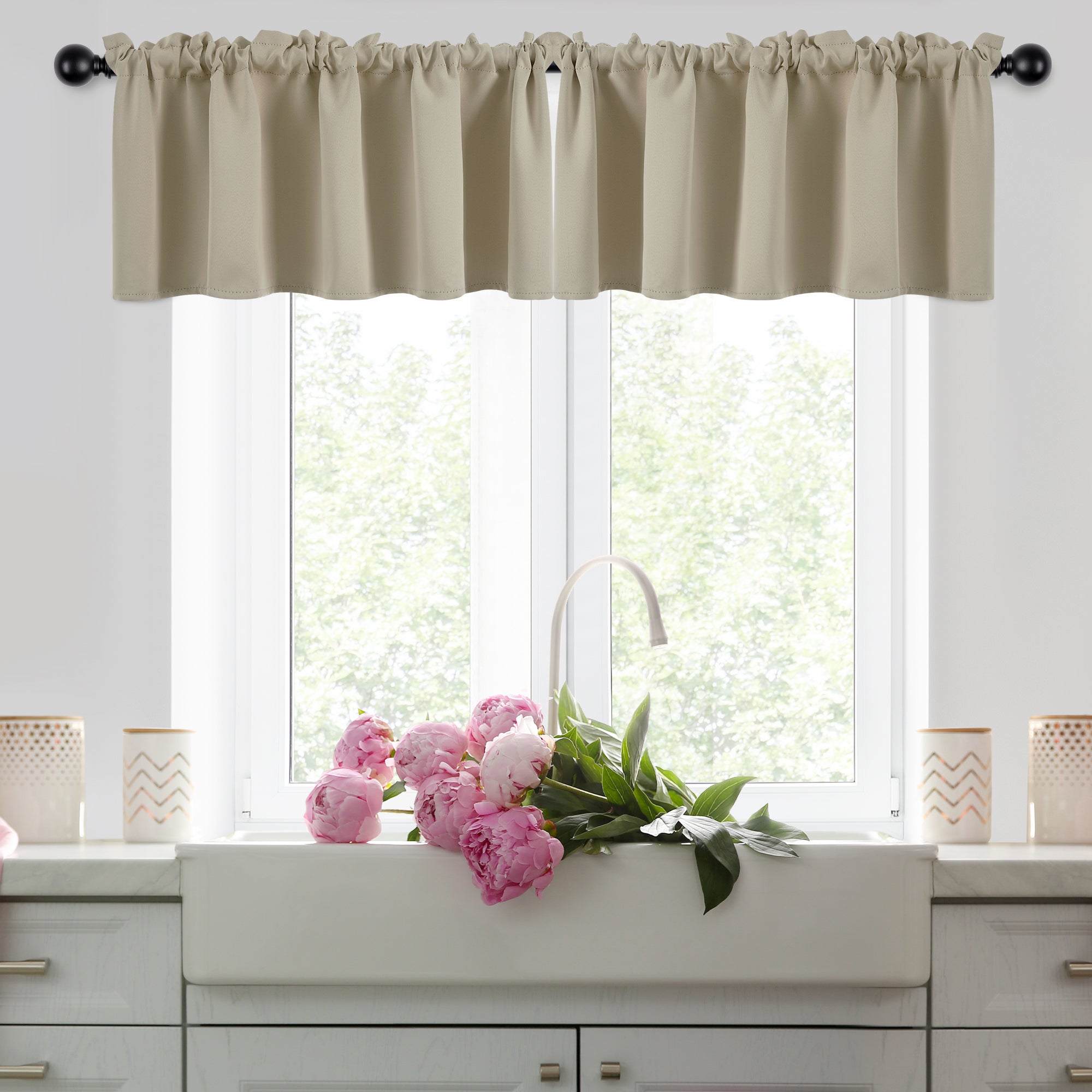 Deconovo Room Darkening Rod Pocket Window Valance – 1 Panel