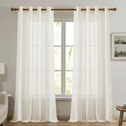 Deconovo Faux Linen Grommet Semi-Sheer Curtains (2 Panels, OEKO)