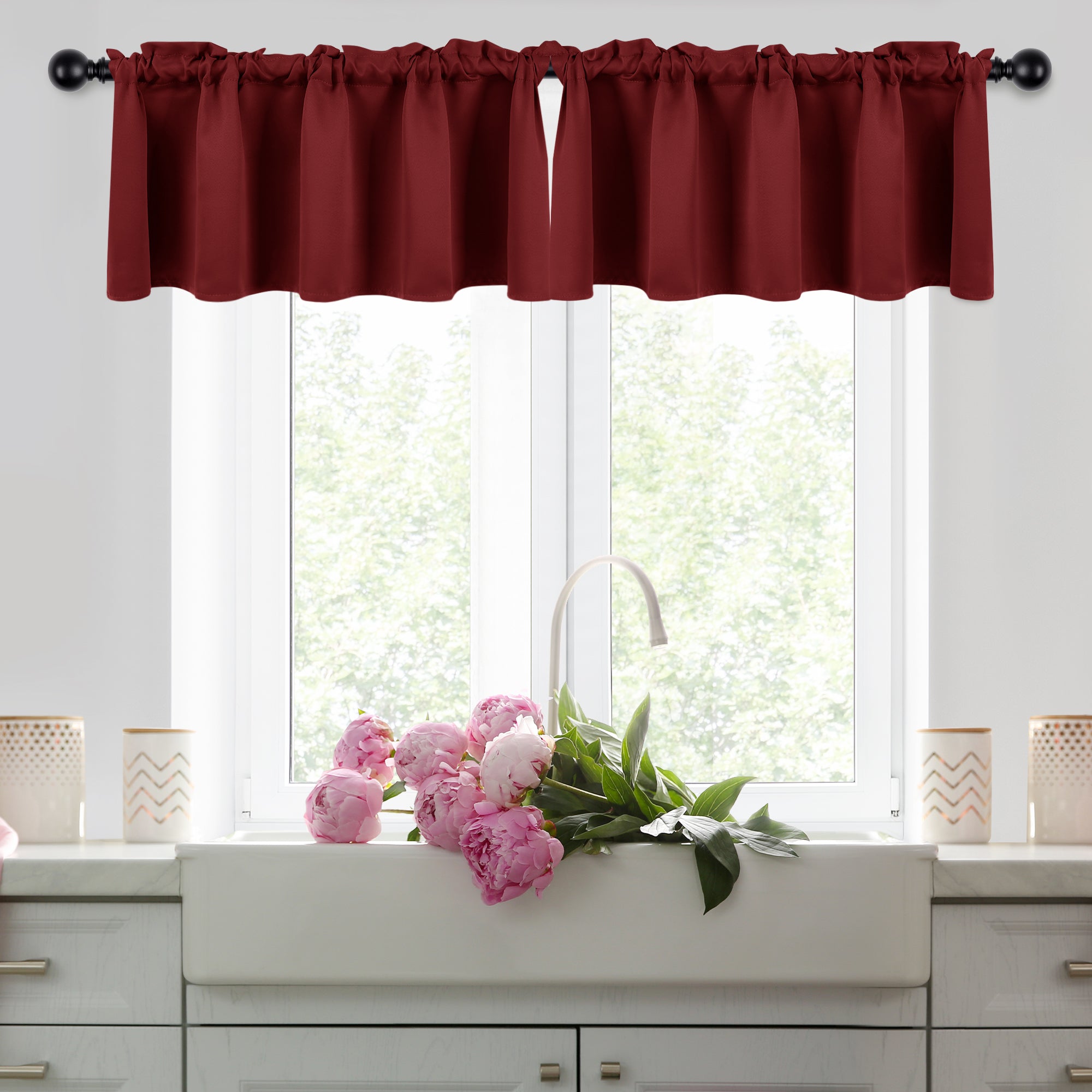 Deconovo Room Darkening Rod Pocket Window Valance – 1 Panel