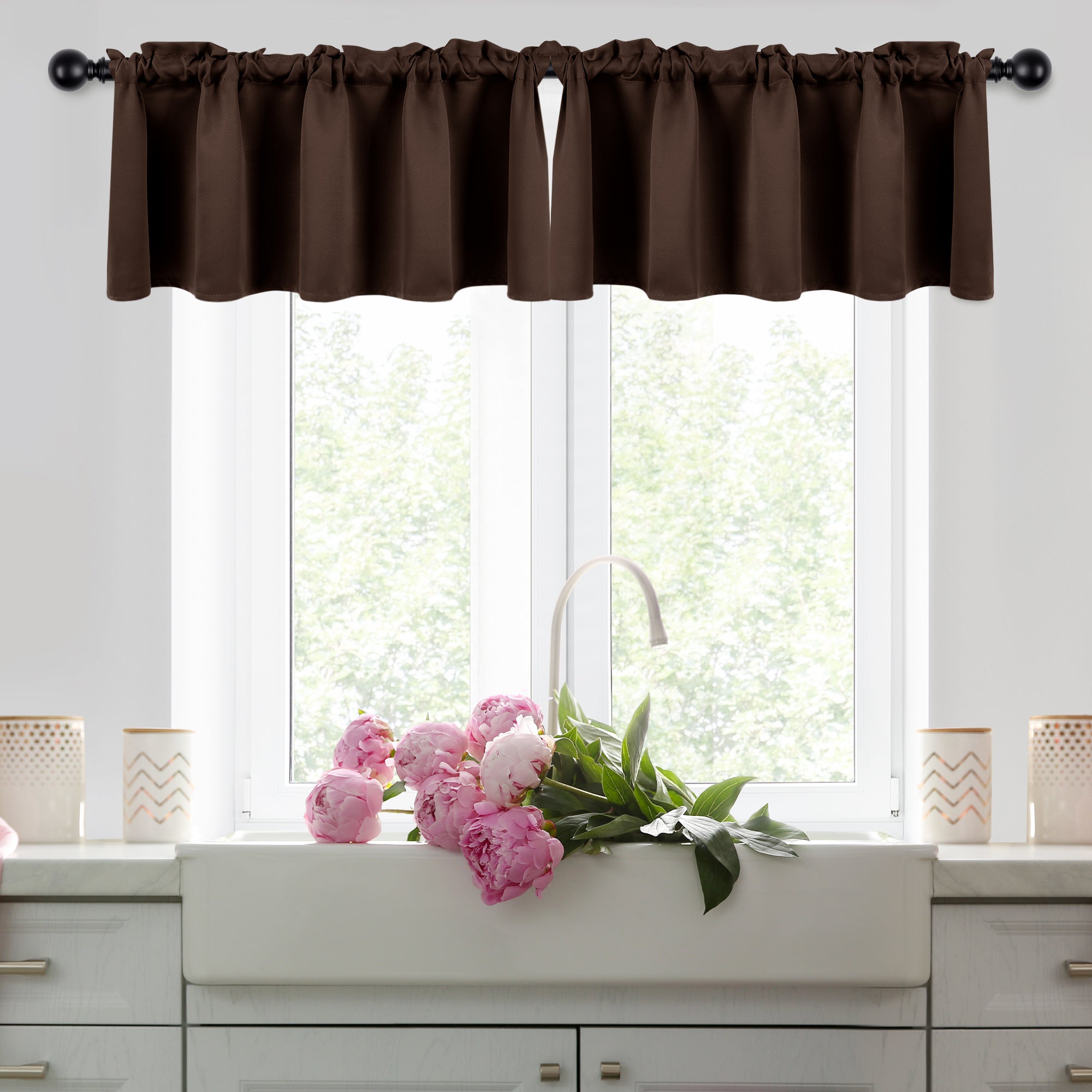 Deconovo Room Darkening Rod Pocket Window Valance – 1 Panel