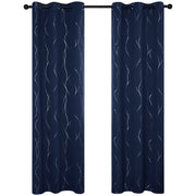 Deconovo Wave Line with Dots Blackout Curtains, 42-Inch Wide, 2 Panels