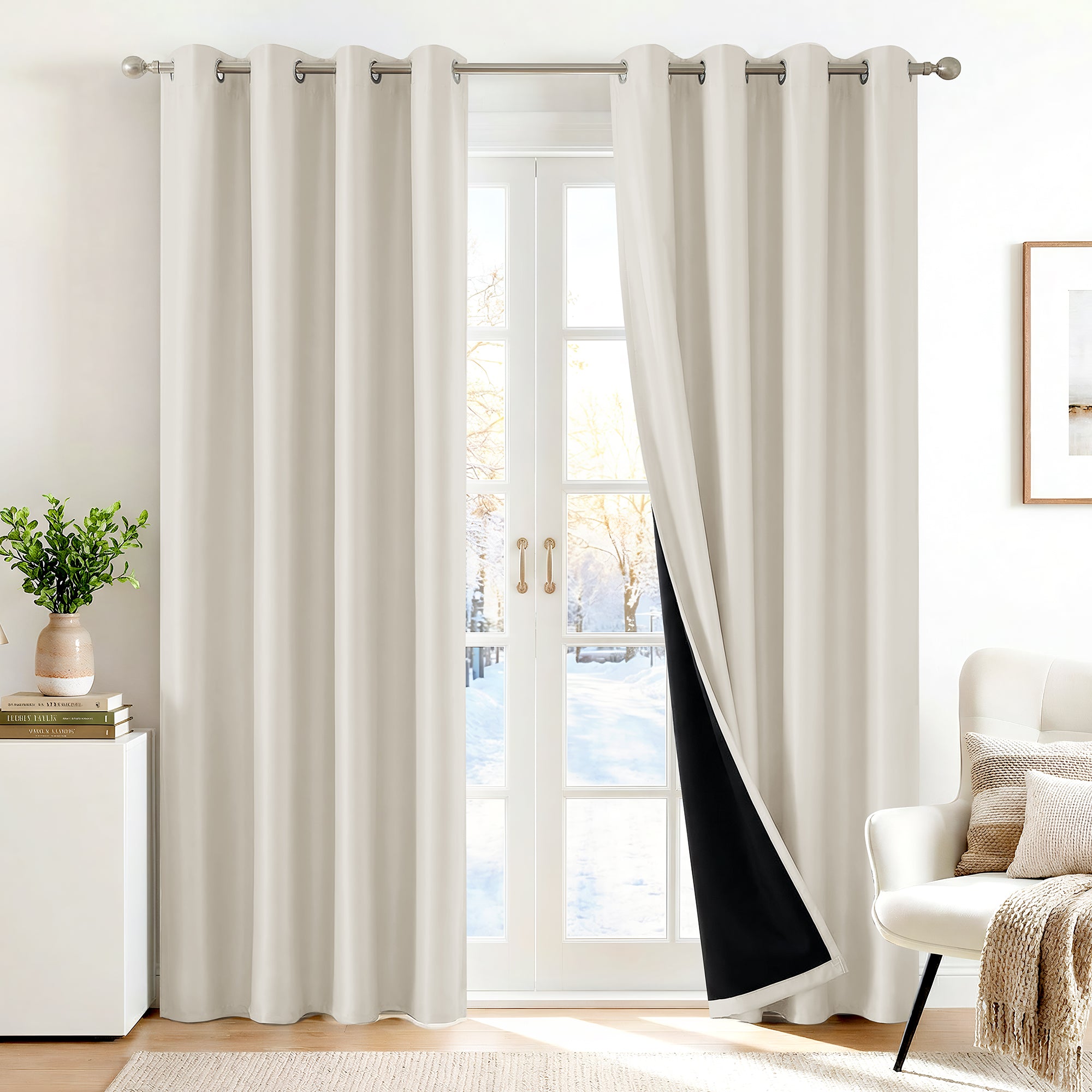 Deconovo Blackout Curtains Thermal Insulated Noise Reducing Bedroom Window Panels with Liner Grommet Top 2 Pack
