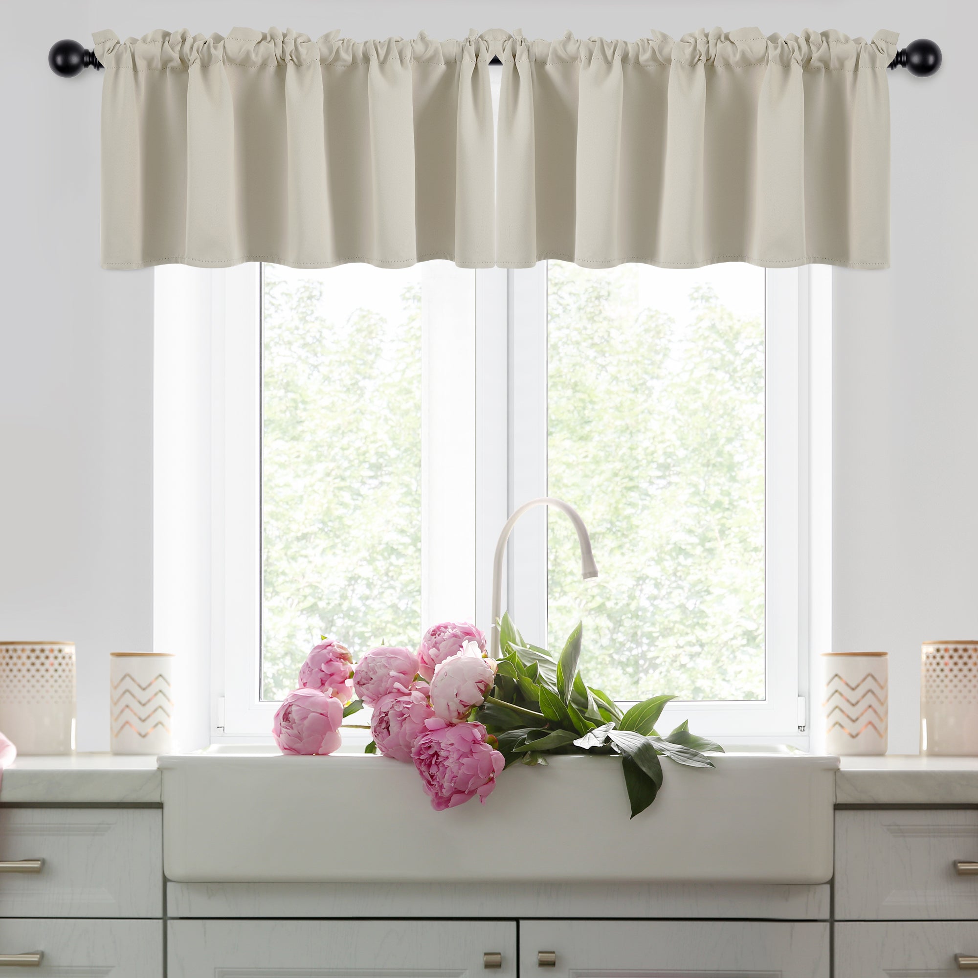 Deconovo Room Darkening Rod Pocket Window Valance – 1 Panel