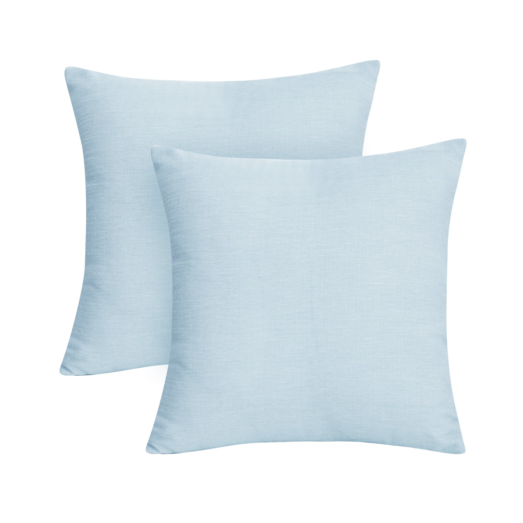 Deconovo Faux Linen Cushion Covers, Set of 2, Light Blue ¨C Eco-Friendly, Machine Washable, Decorative Pillow Covers for Sofa