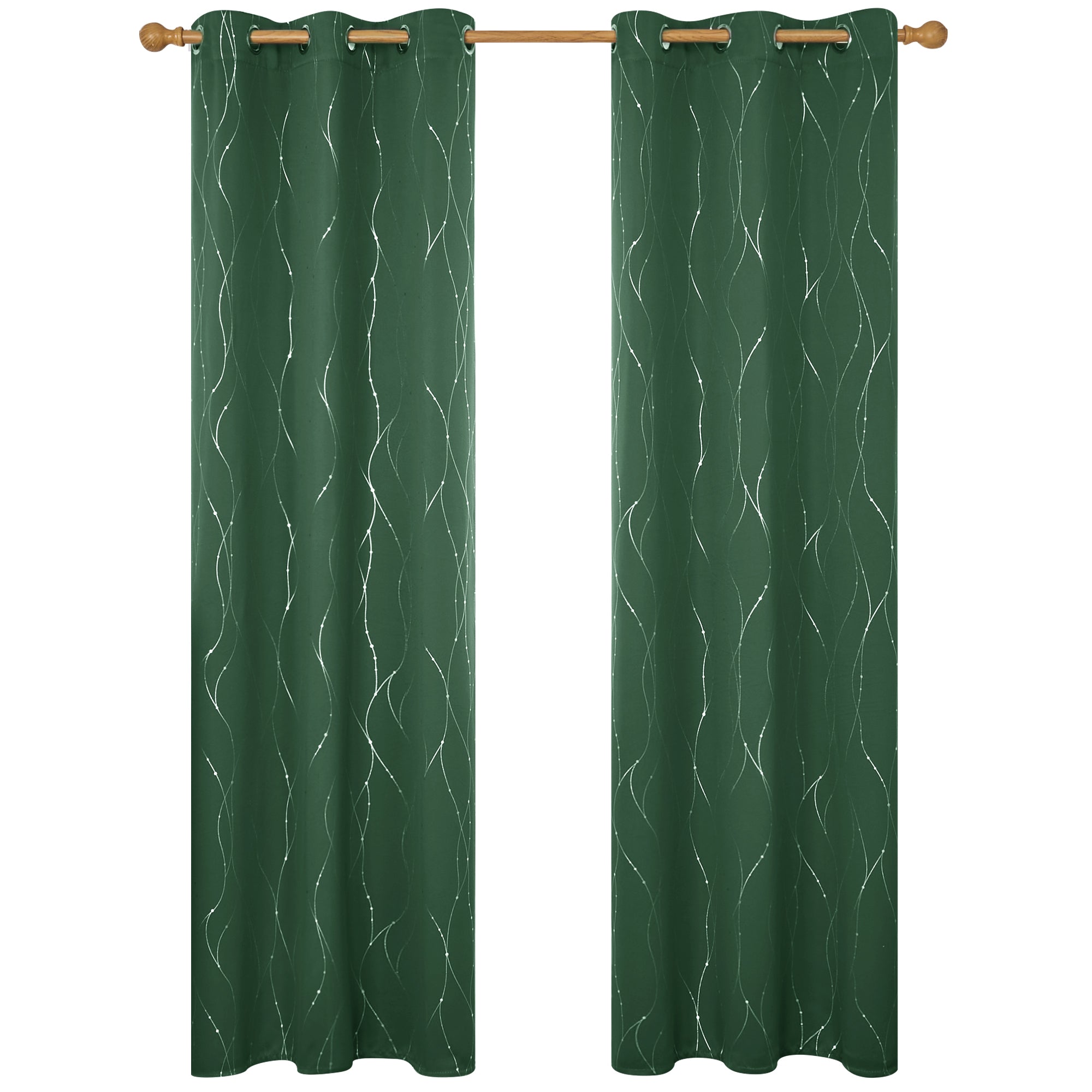Deconovo Wave Line with Dots Blackout Curtains, 42-Inch Wide, 2 Panels