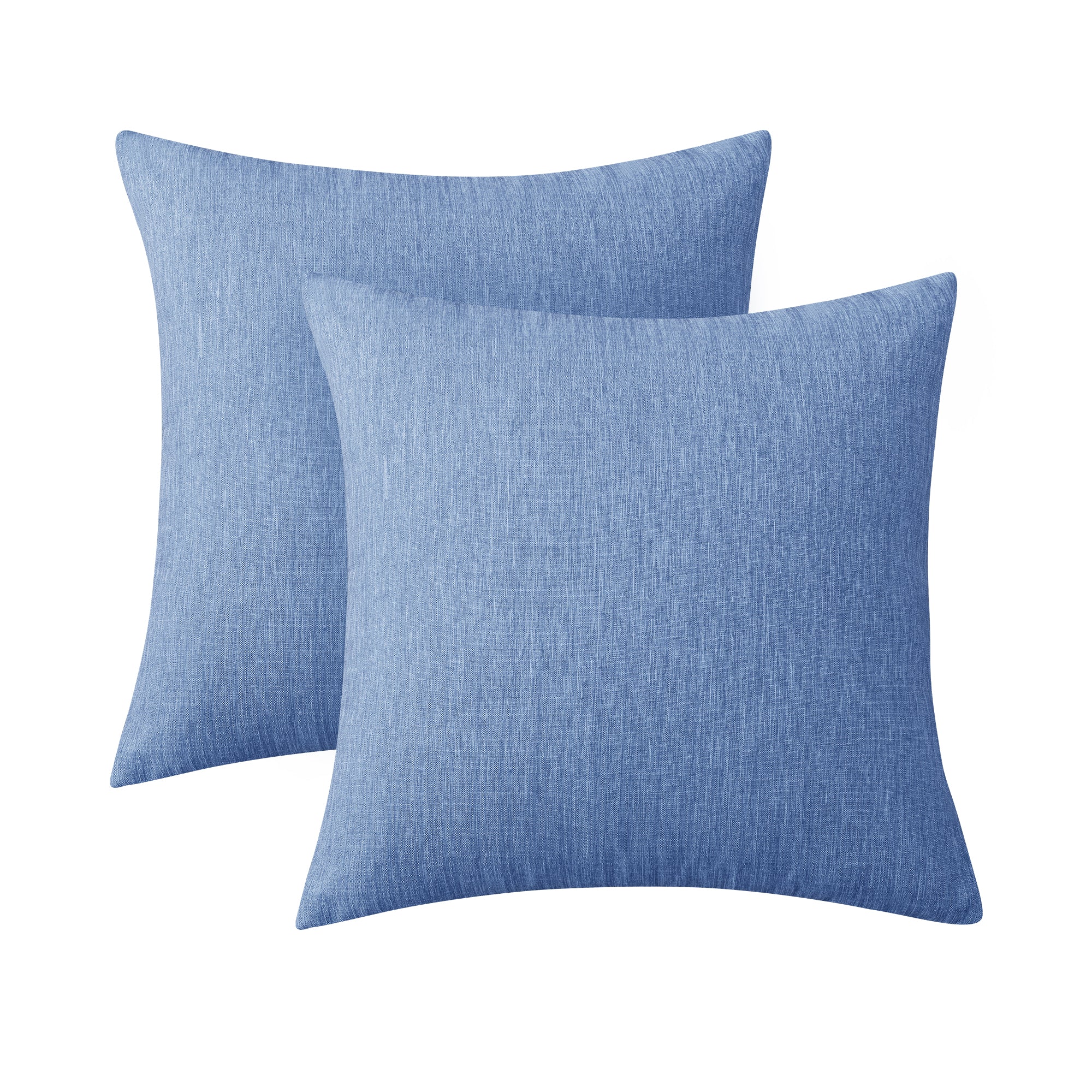 Deconovo Faux Linen Cushion Covers, Set of 2, Light Blue ¨C Eco-Friendly, Machine Washable, Decorative Pillow Covers for Sofa