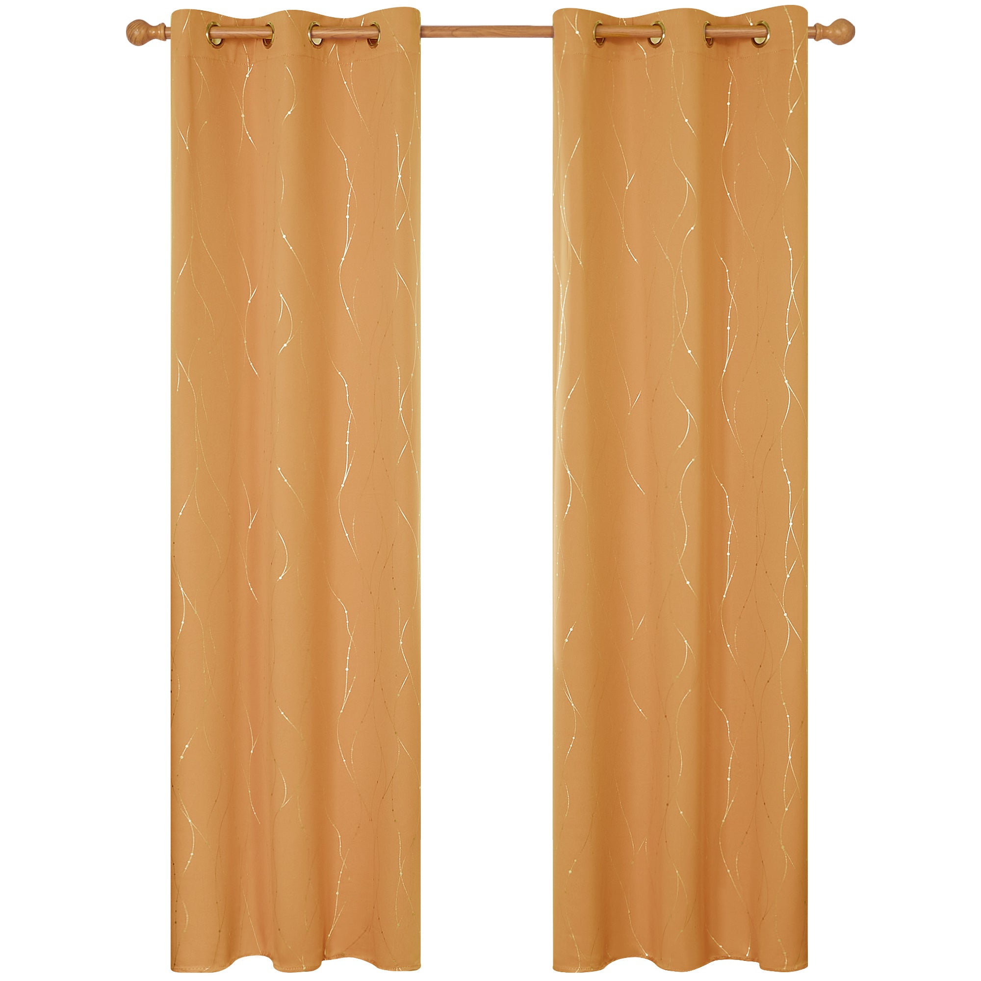 Deconovo Wave Line with Dots Blackout Curtains, 42-Inch Wide, 2 Panels