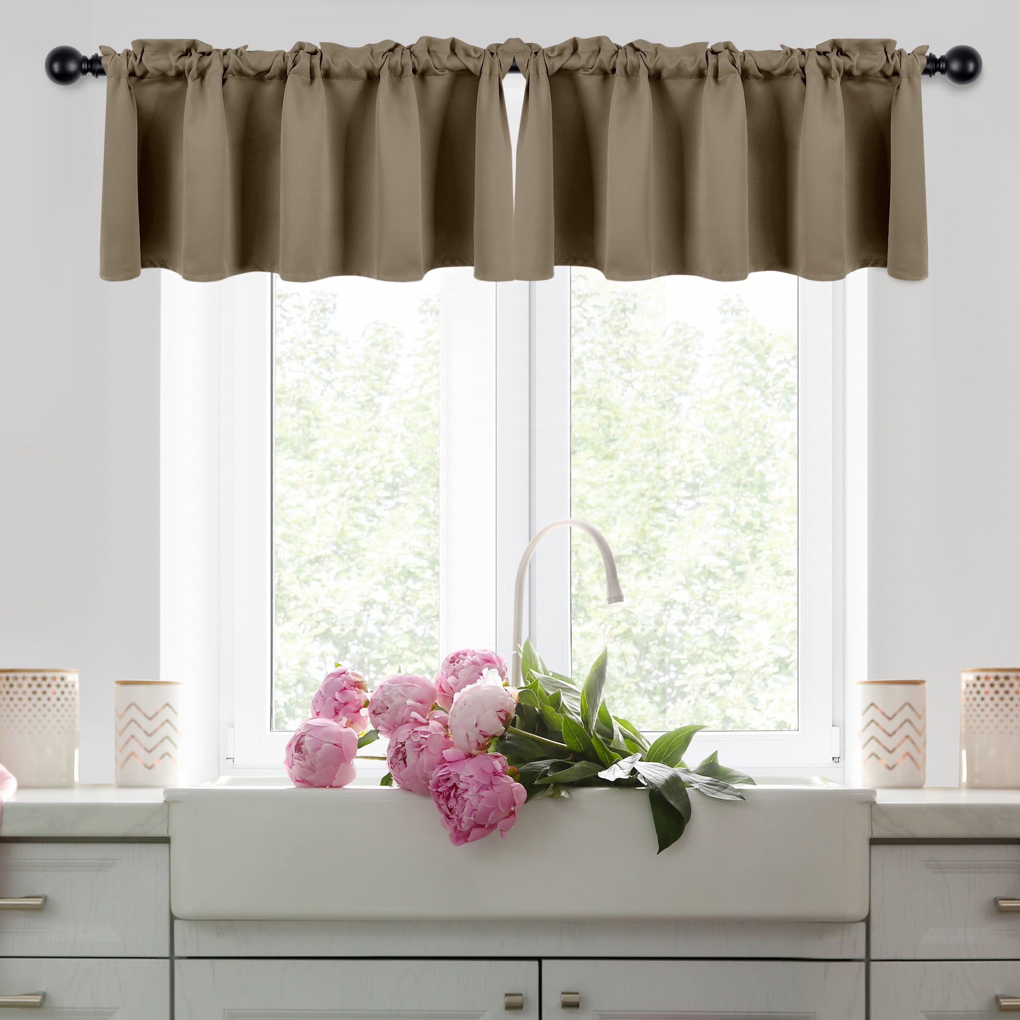 Deconovo Room Darkening Rod Pocket Window Valance – 1 Panel