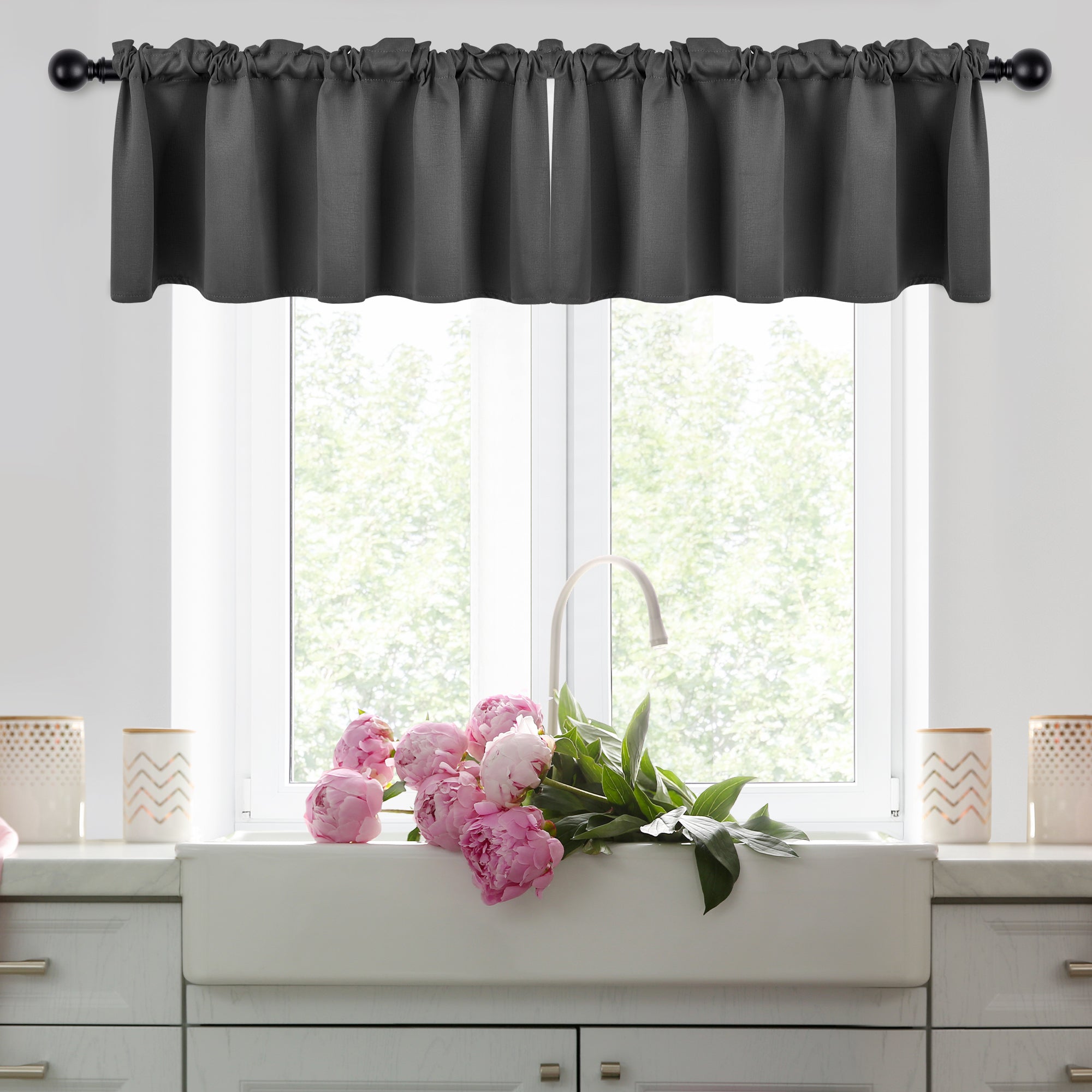 Deconovo Room Darkening Rod Pocket Window Valance – 1 Panel