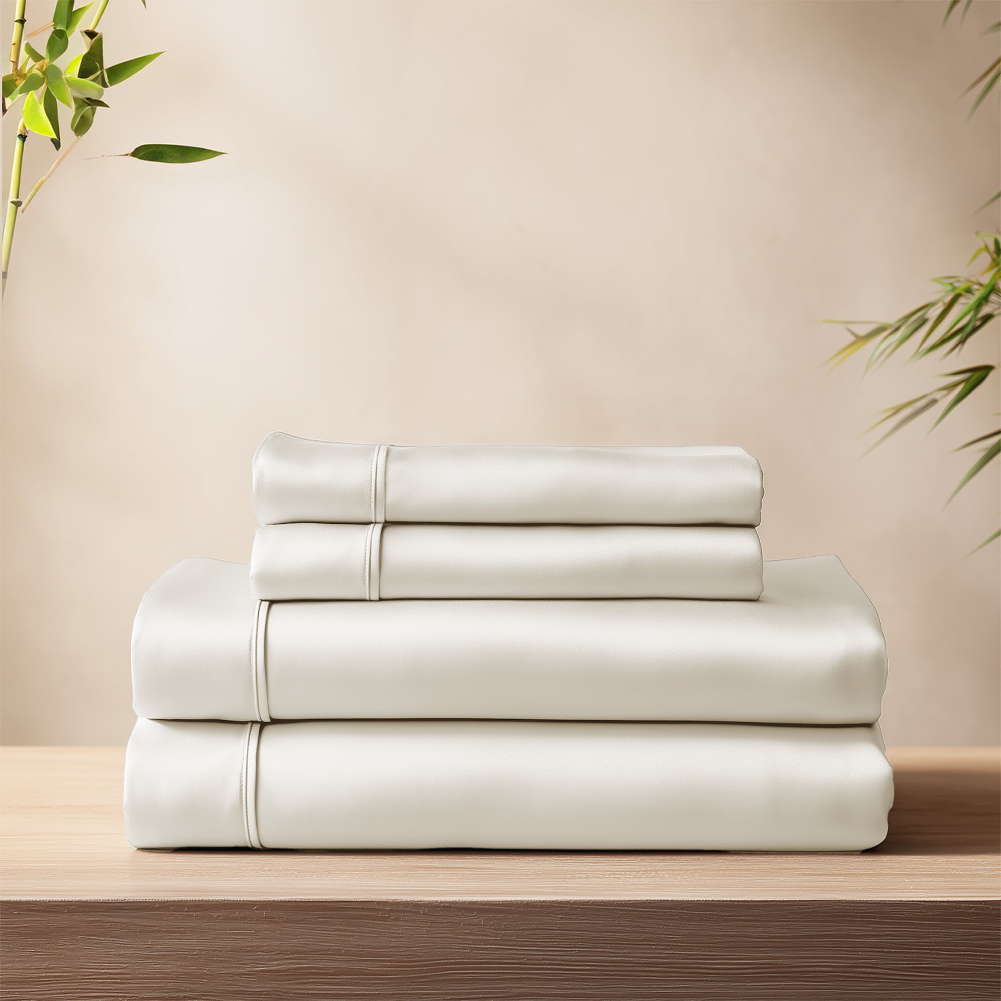 Deconovo Bamboo Viscose Satin Sheet Set, Breathable Cooling Bedding with Fitted Sheet and Pillowcases