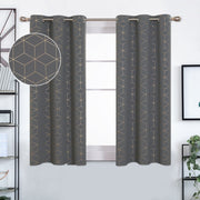 Deconovo Gold Diamond Print Grommet Blackout Curtains, 2 Panels - Light Gray, 42 x 54