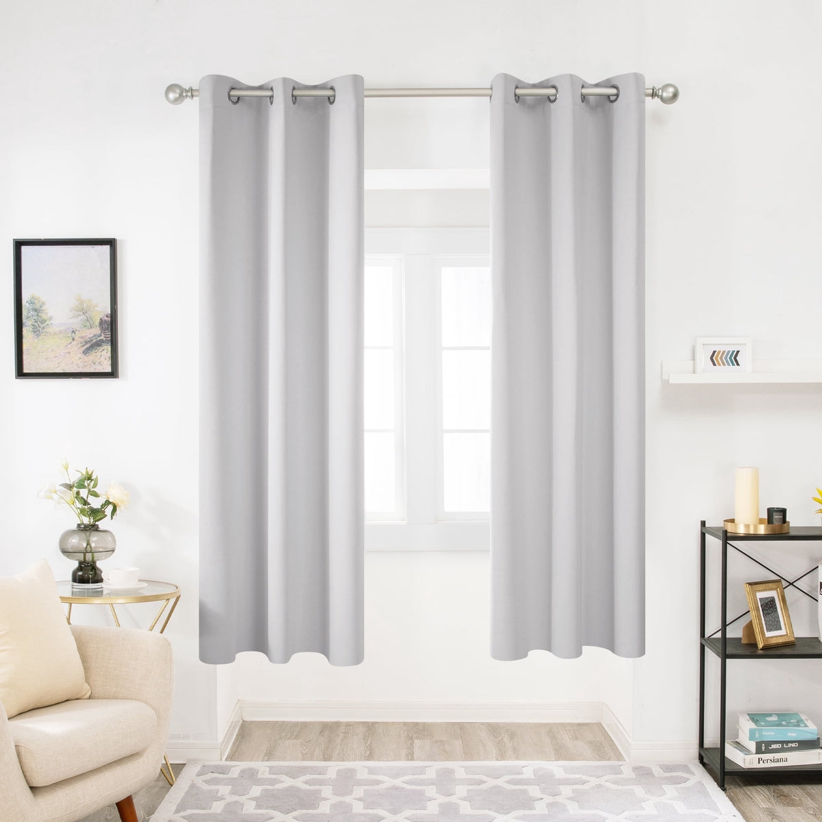 ZOPZO Curtains & Valances, Light Grayish White