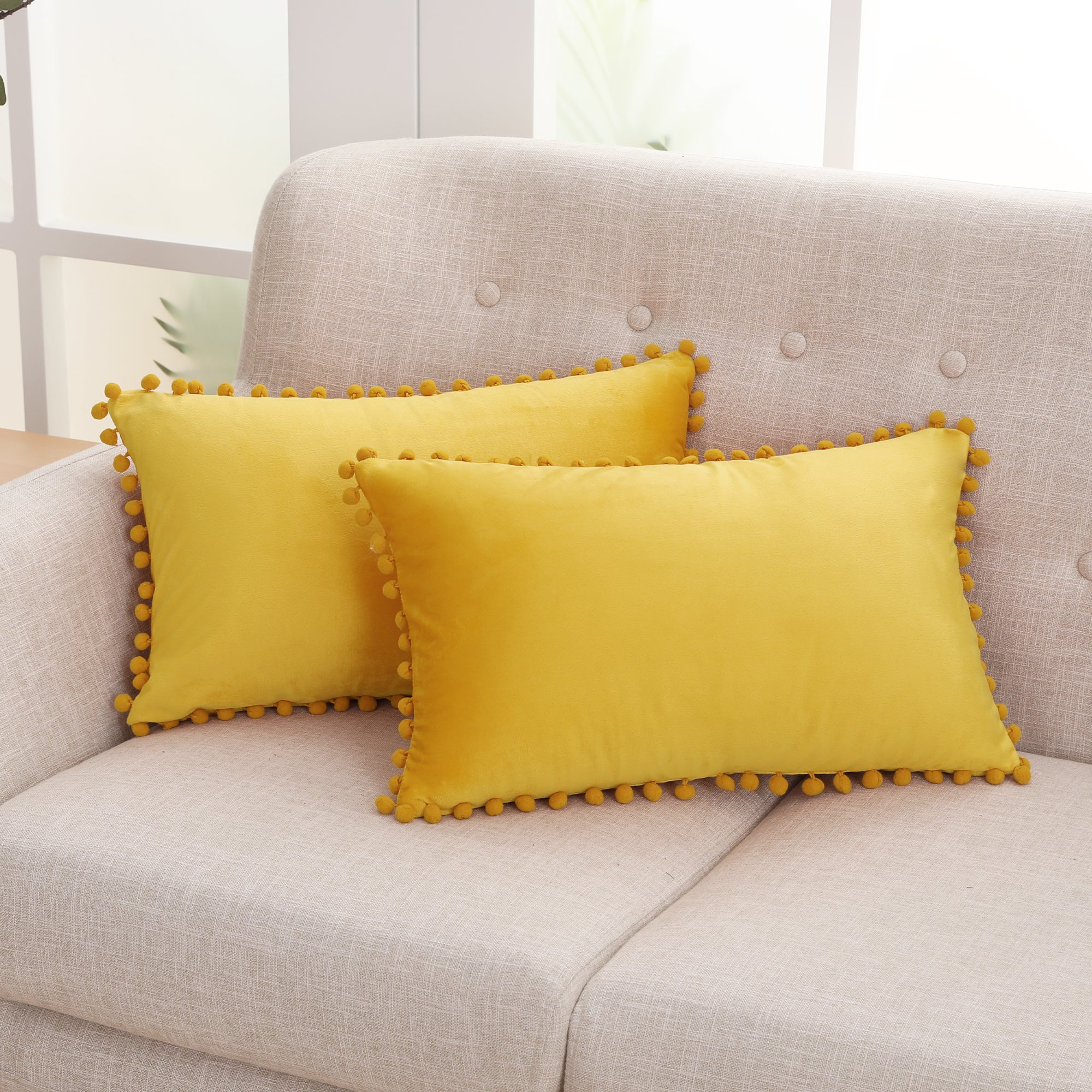 Deconovo Velvet Pom-Pom Pillow Covers 2-Pack – Multiple Sizes (Cover Only)