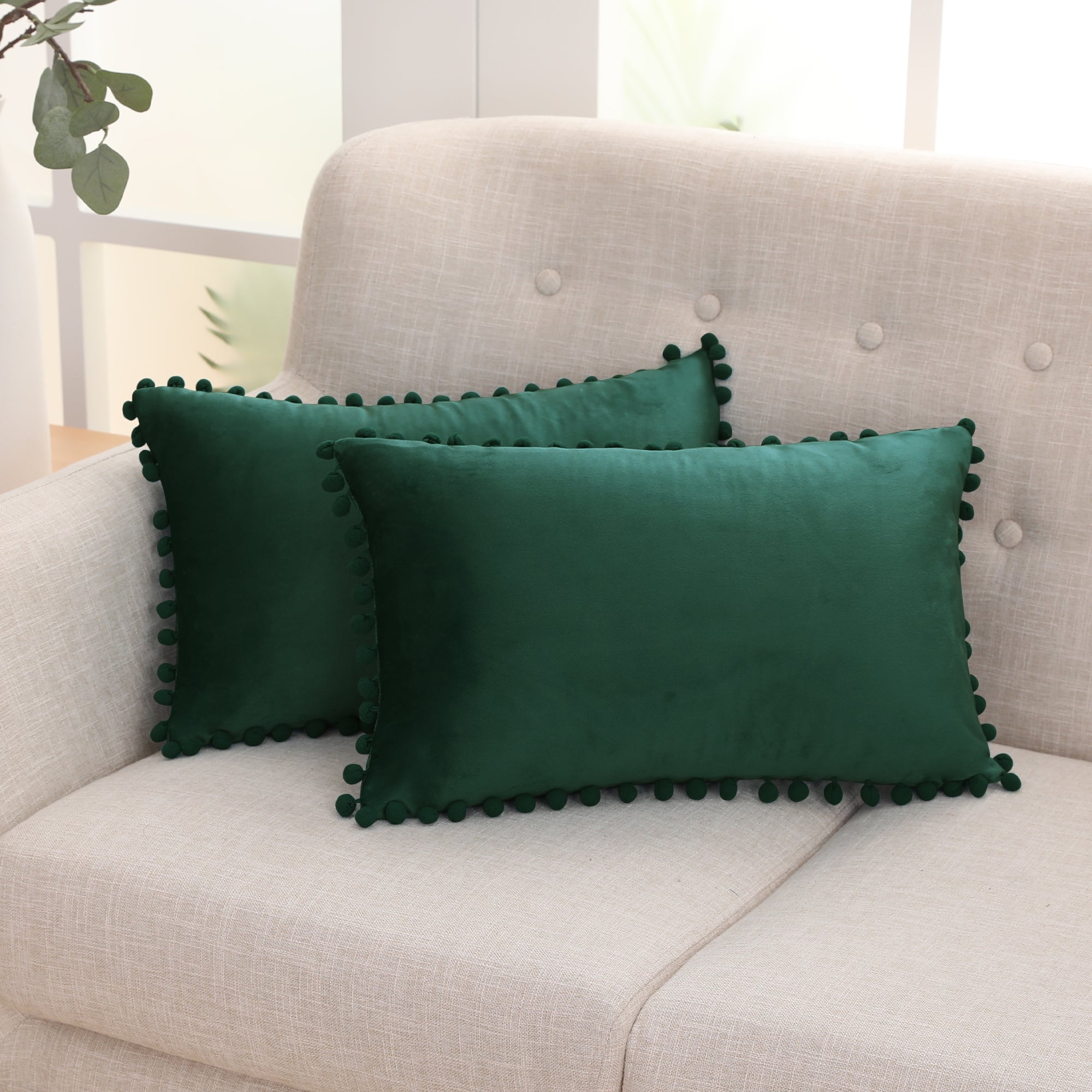 Deconovo Velvet Pom-Pom Pillow Covers 2-Pack – Multiple Sizes (Cover Only)