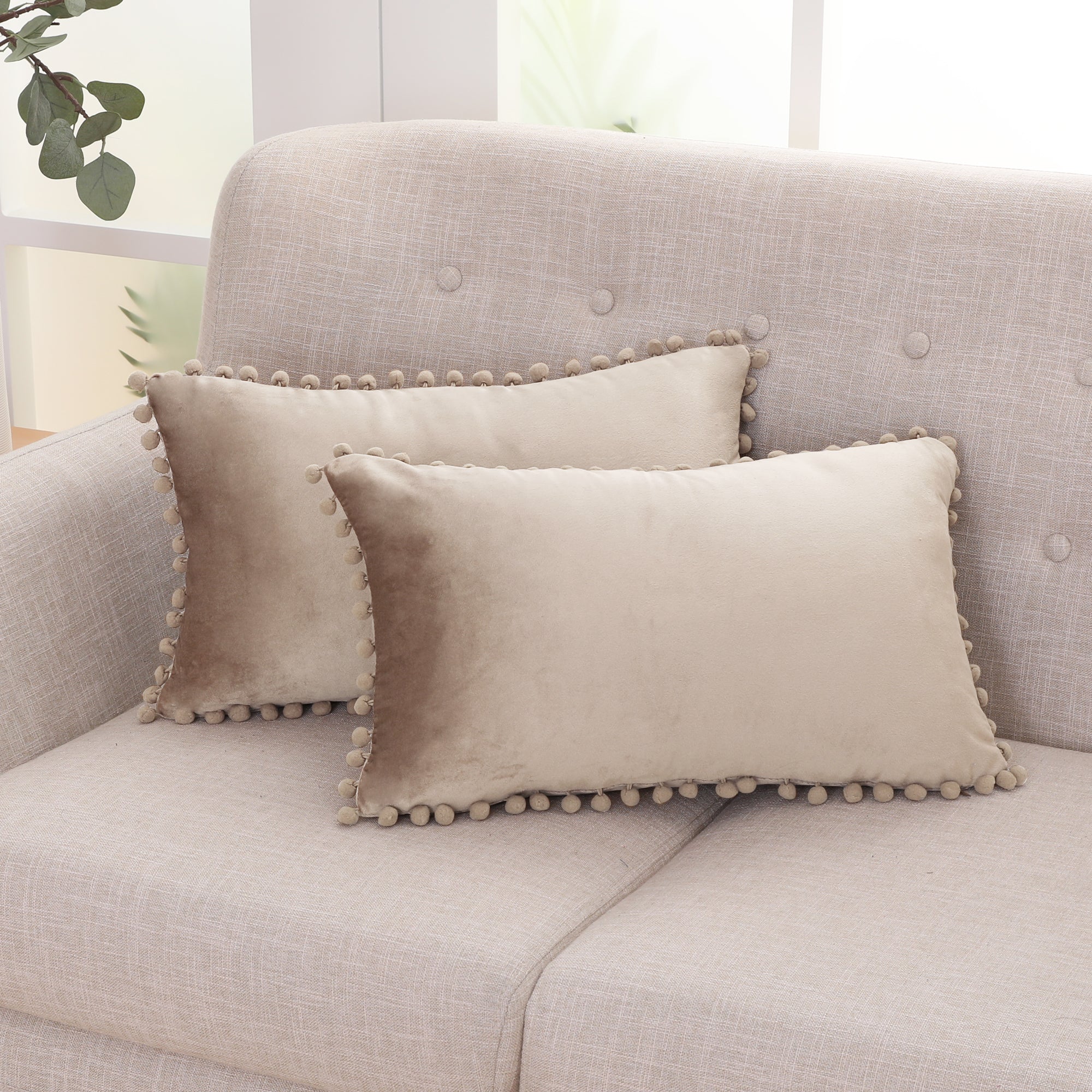 Deconovo Velvet Pom-Pom Pillow Covers 2-Pack – Multiple Sizes (Cover Only)