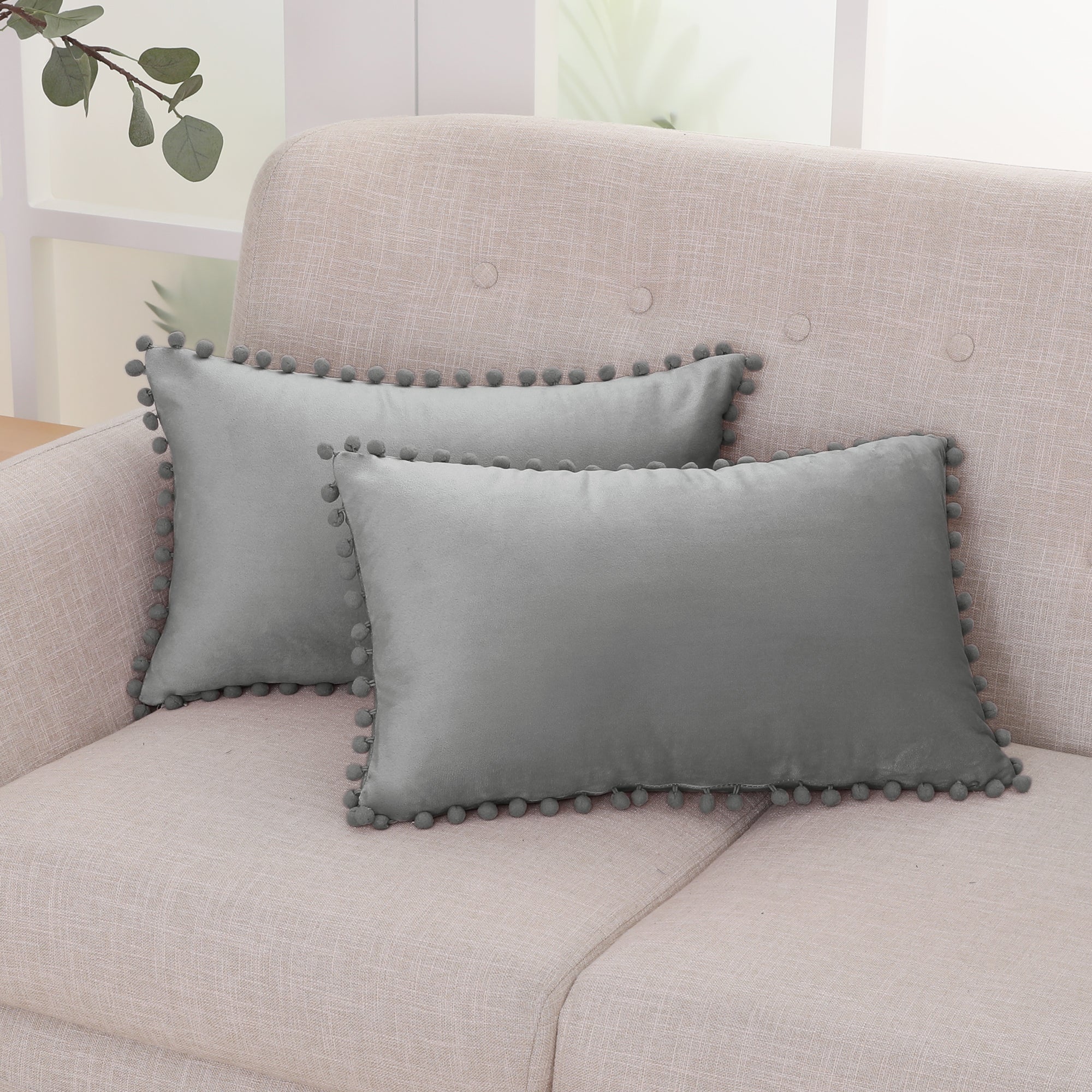 Deconovo Velvet Pom-Pom Pillow Covers 2-Pack – Multiple Sizes (Cover Only)