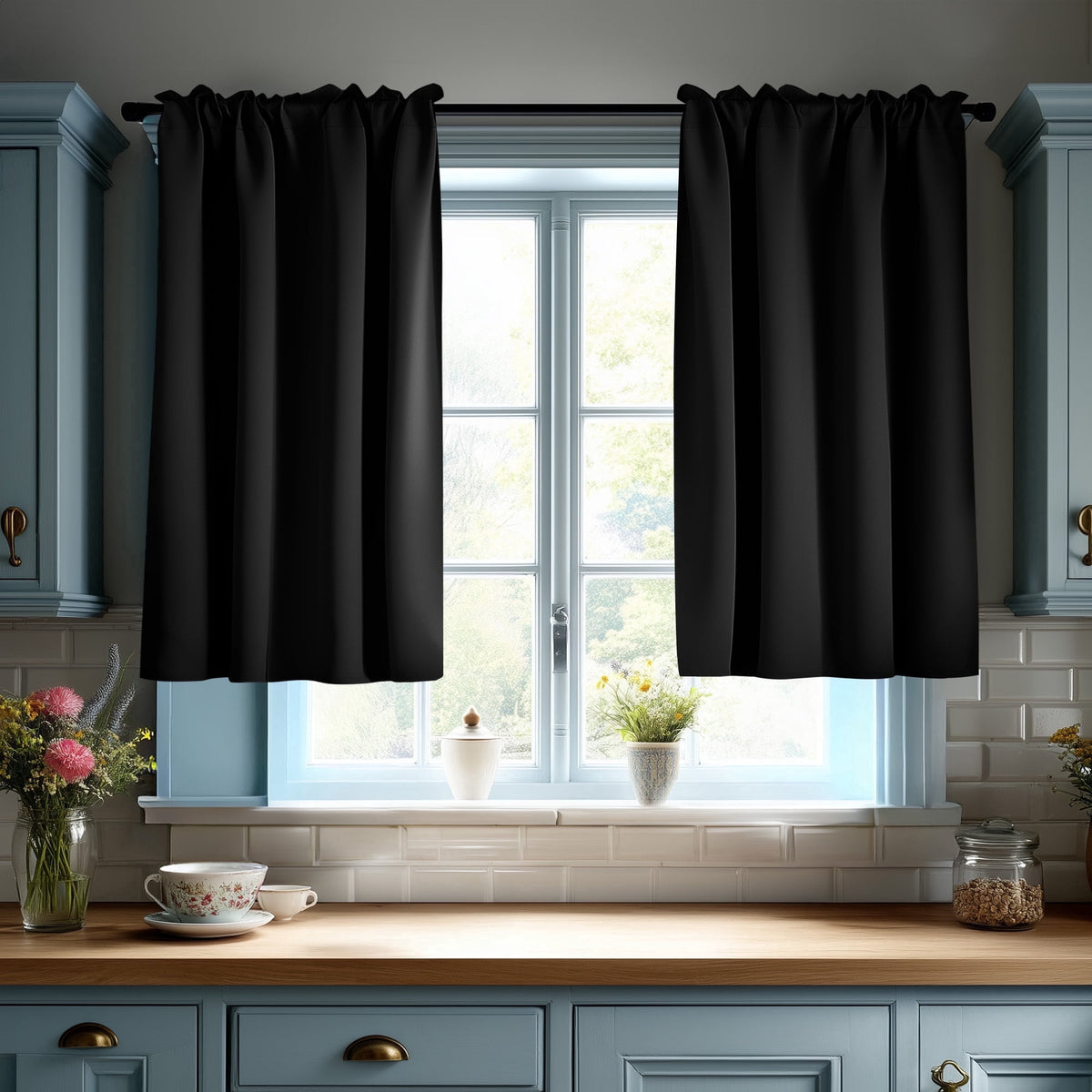 ZOPZO Curtains & Valances, Black