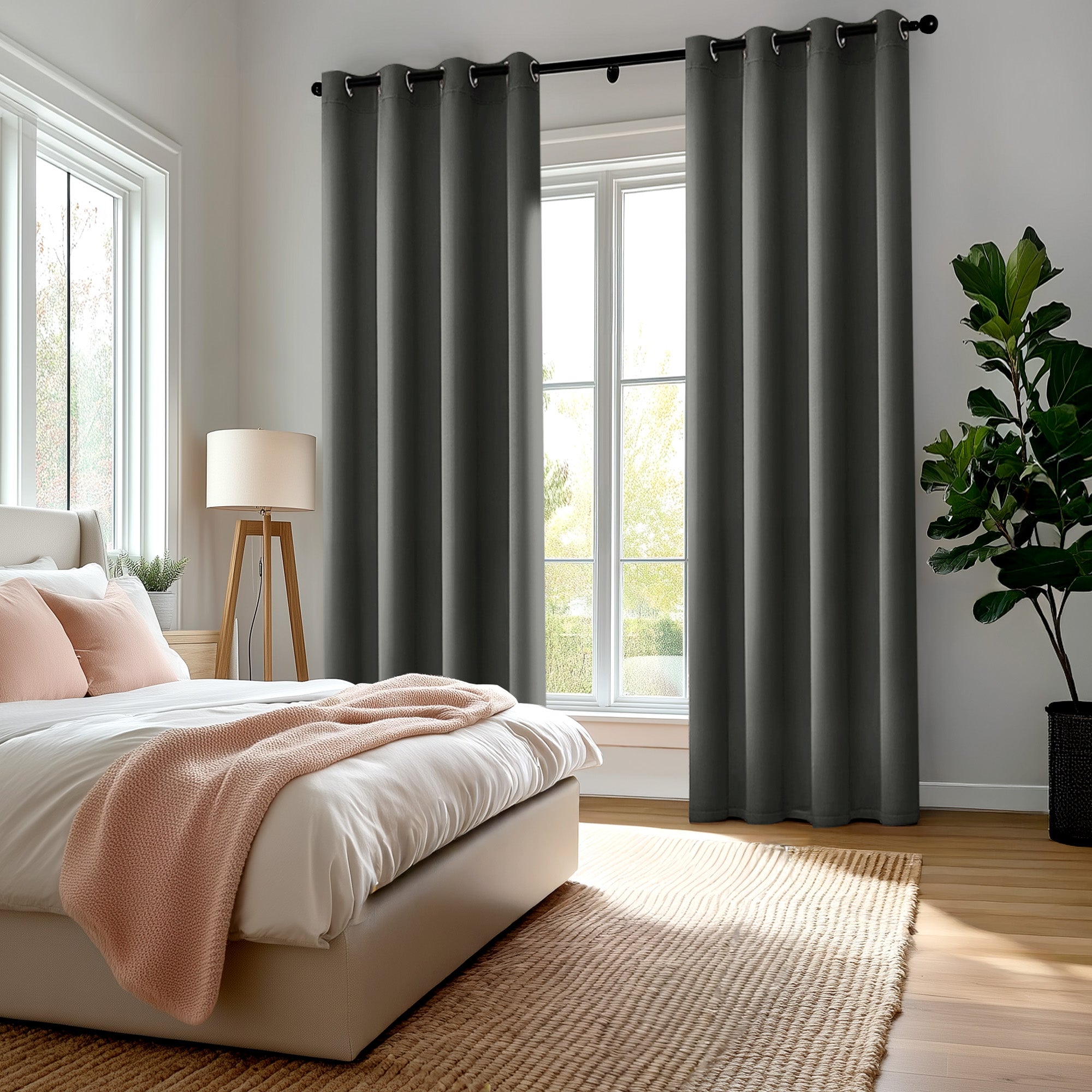 Deconovo Blackout Curtains for Bedroom & Living Room, Thermal Insulated Room Darkening Drapes, Grommet Panels Set of 2