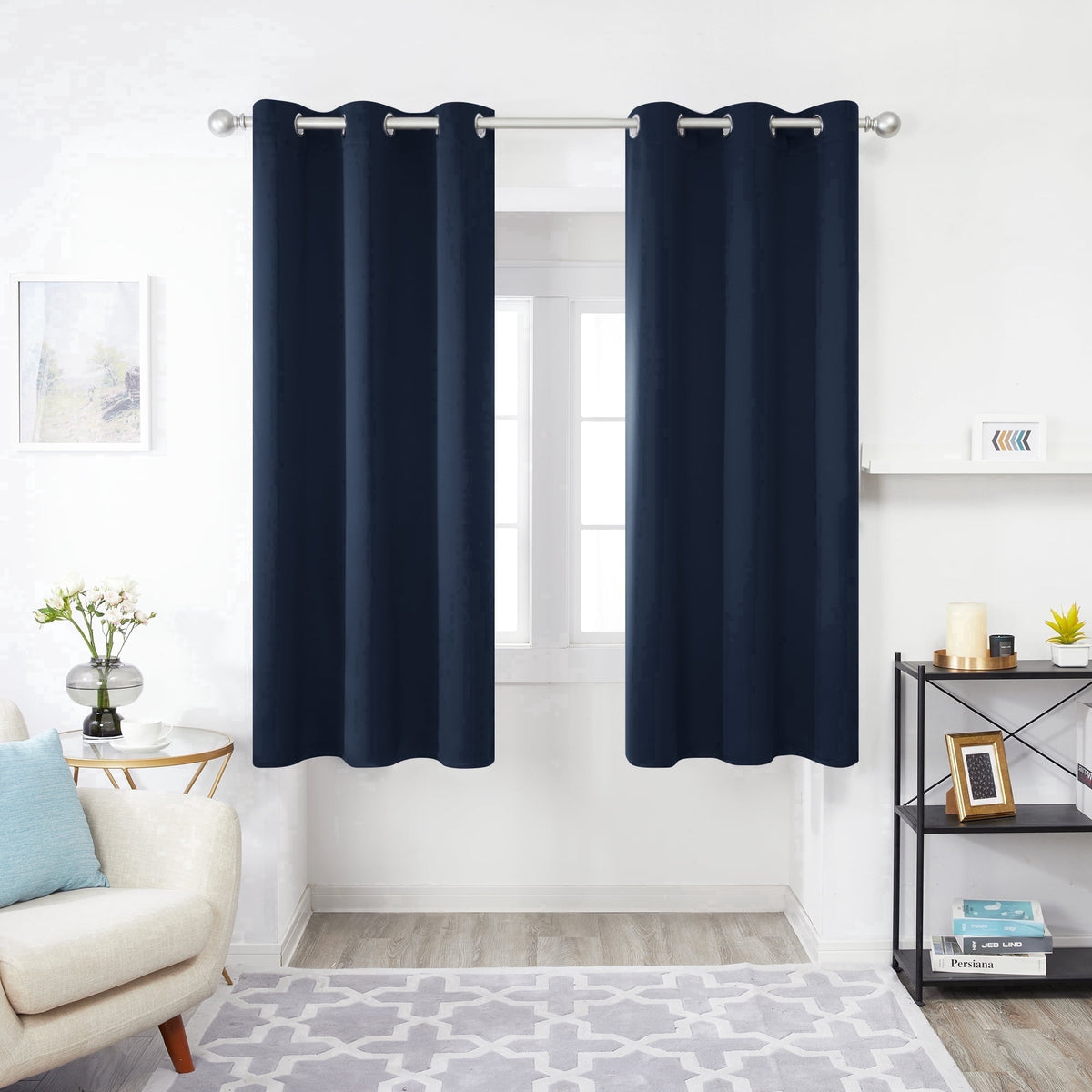 ZOPZO Curtains & Valances, Navy Blue