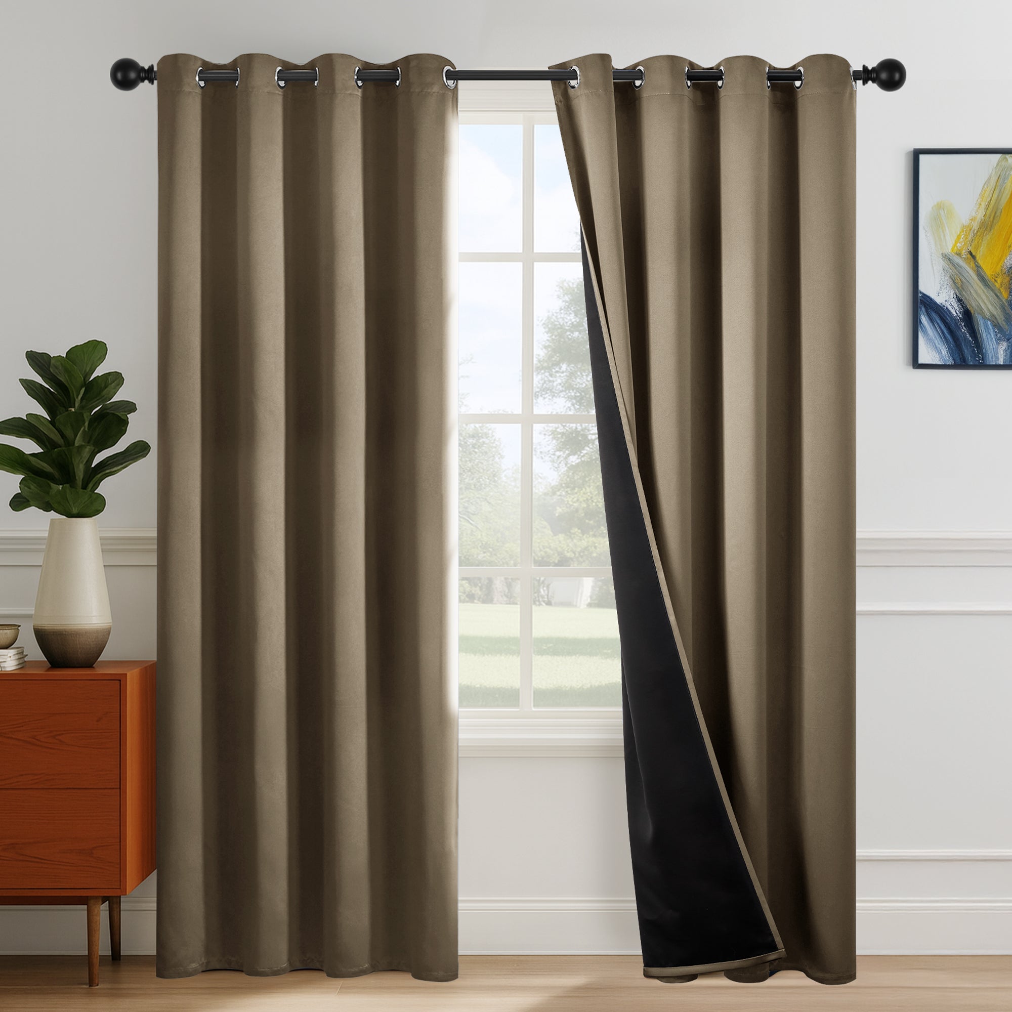 Deconovo Blackout Curtains for Bedroom & Living Room, Thermal Insulated Room Darkening Drapes, Grommet Panels Set of 2