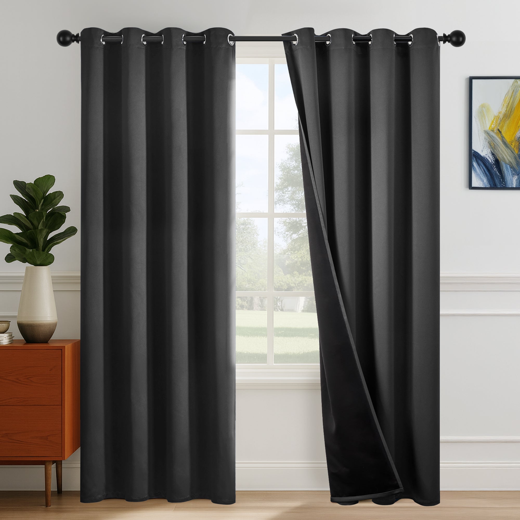 Deconovo Blackout Curtains for Bedroom & Living Room, Thermal Insulated Room Darkening Drapes, Grommet Panels Set of 2