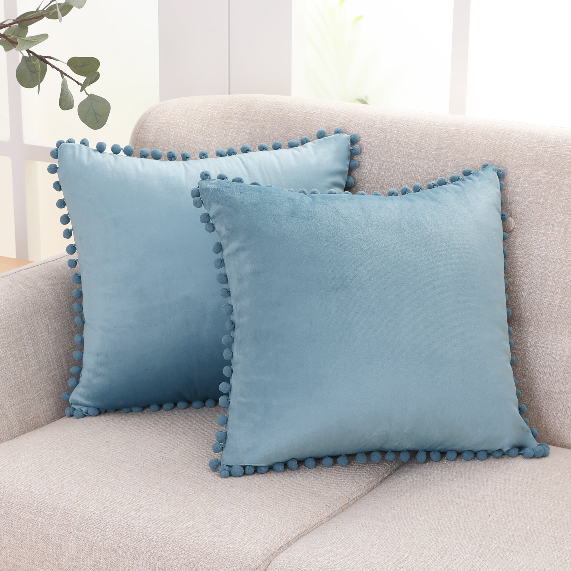 Deconovo Velvet Pom-Pom Pillow Covers 2-Pack – Multiple Sizes (Cover Only)