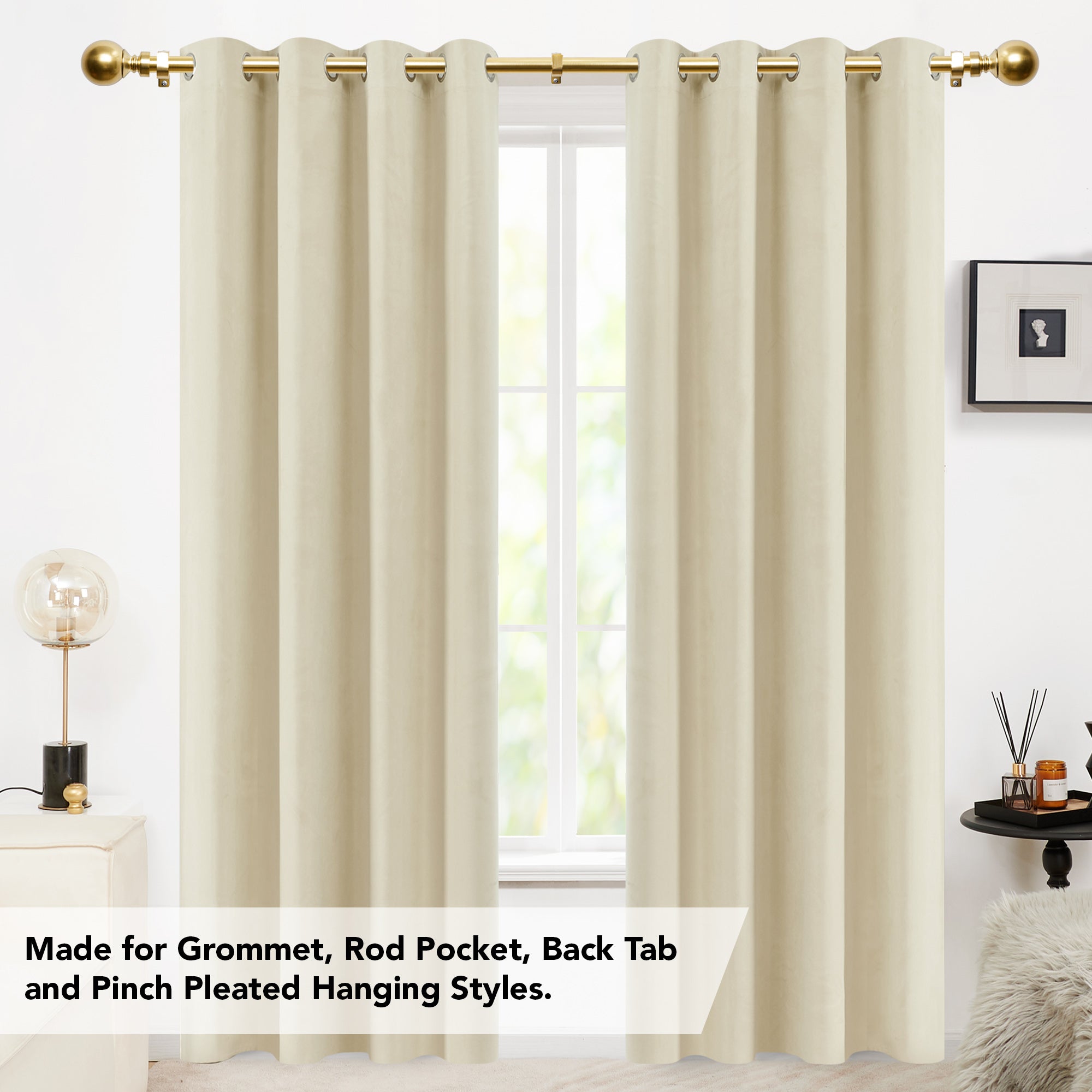 Deconovo 1-Inch Adjustable Curtain Rod with Modern Ball Finials – Includes Mounting Hardware