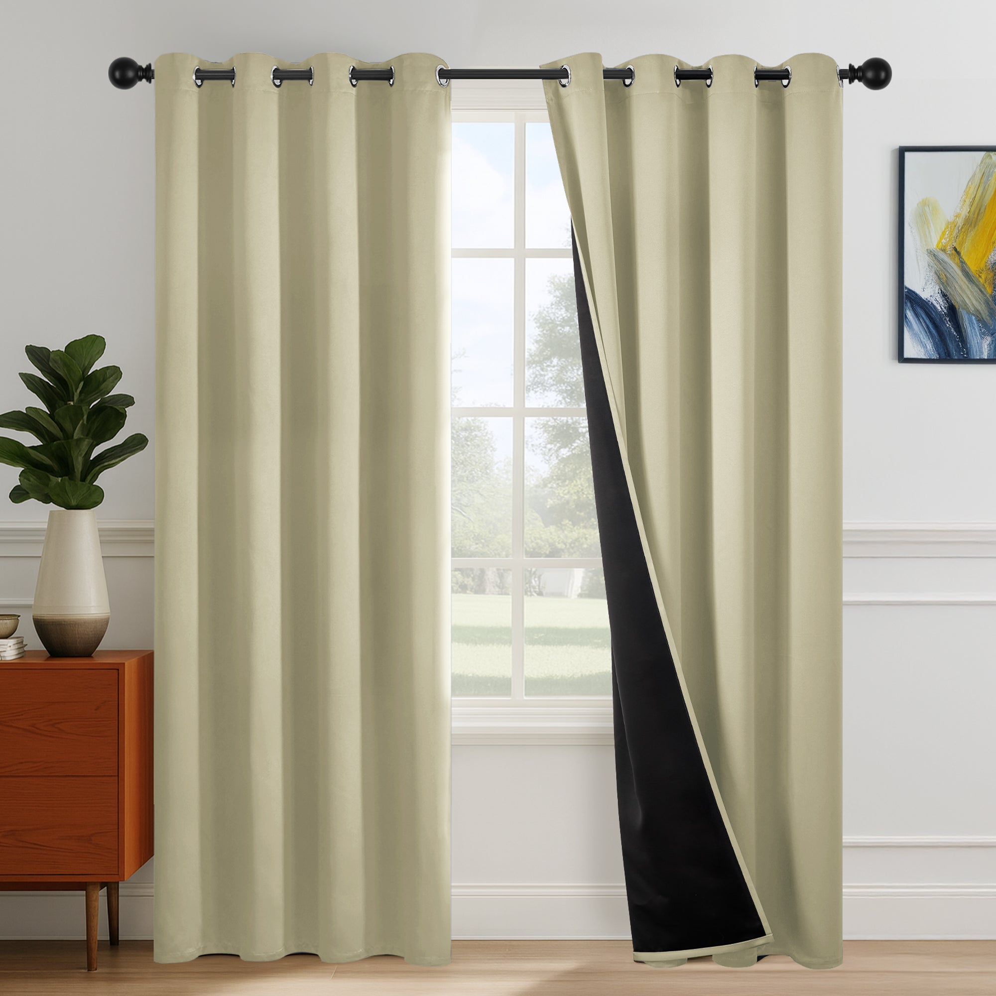 Deconovo Blackout Curtains for Bedroom & Living Room, Thermal Insulated Room Darkening Drapes, Grommet Panels Set of 2