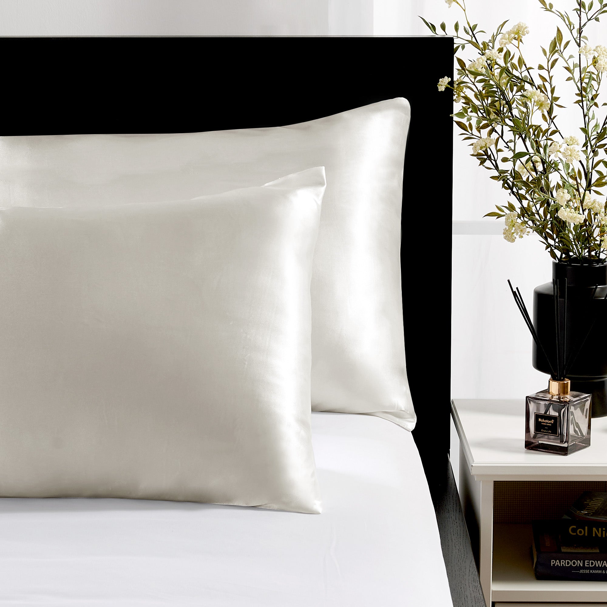 Deconovo Satin Silk Pillowcases (Set of 2), Envelope Closure