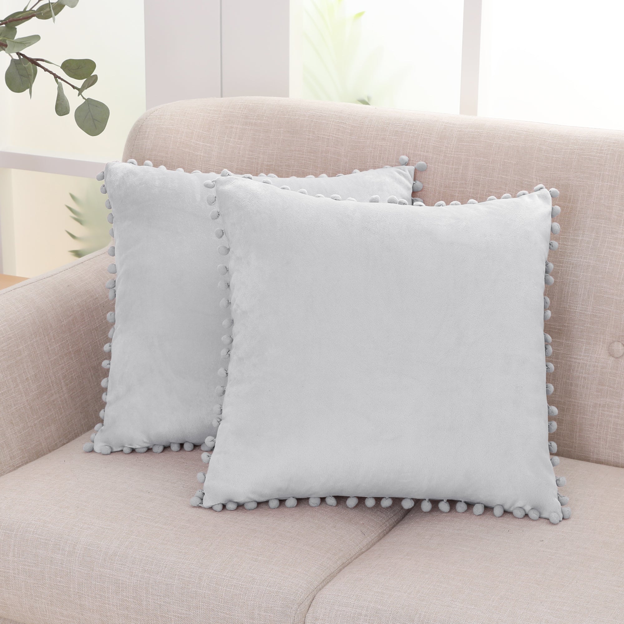 Deconovo Velvet Pom-Pom Pillow Covers 2-Pack – Multiple Sizes (Cover Only)