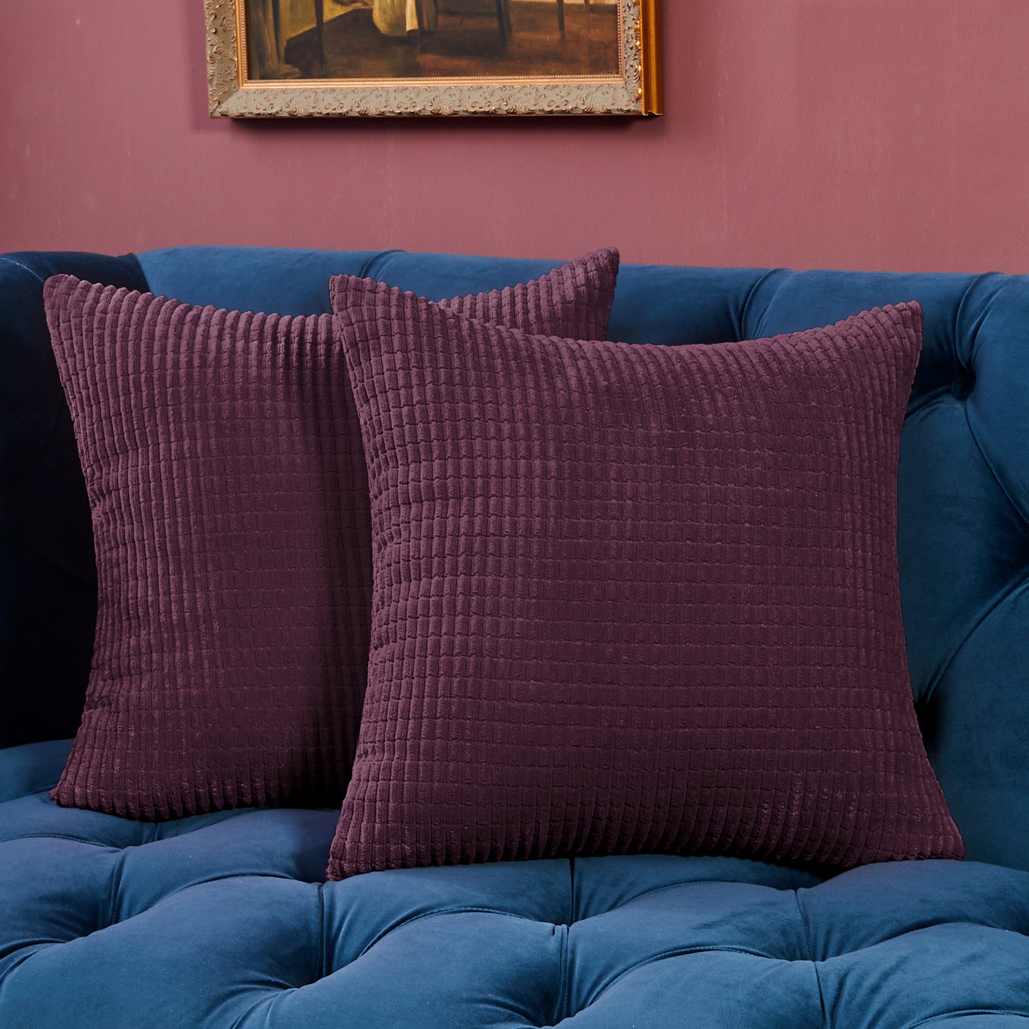 Deconovo Corduroy Decorative Throw Pillow Covers, 2-Pack, OEKO-TEX, Zippered