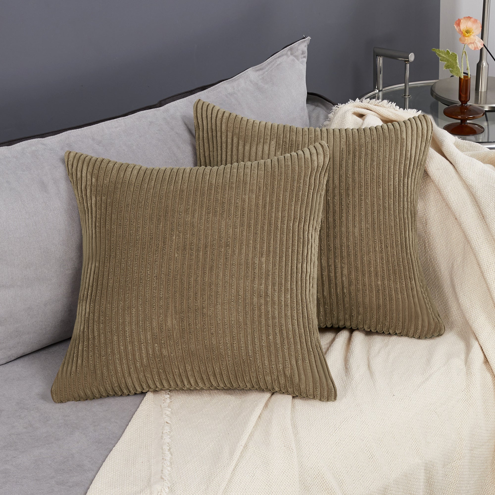 Deconovo Corduroy Throw Pillow Covers 2-Pack – Soft & Durable