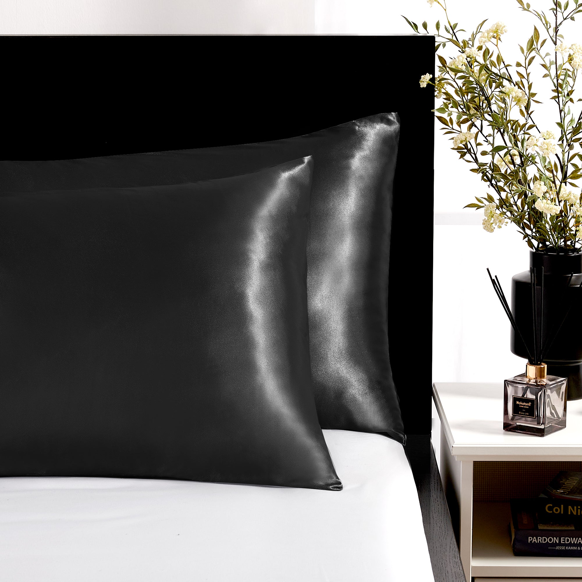 Deconovo Satin Silk Pillowcases (Set of 2), Envelope Closure