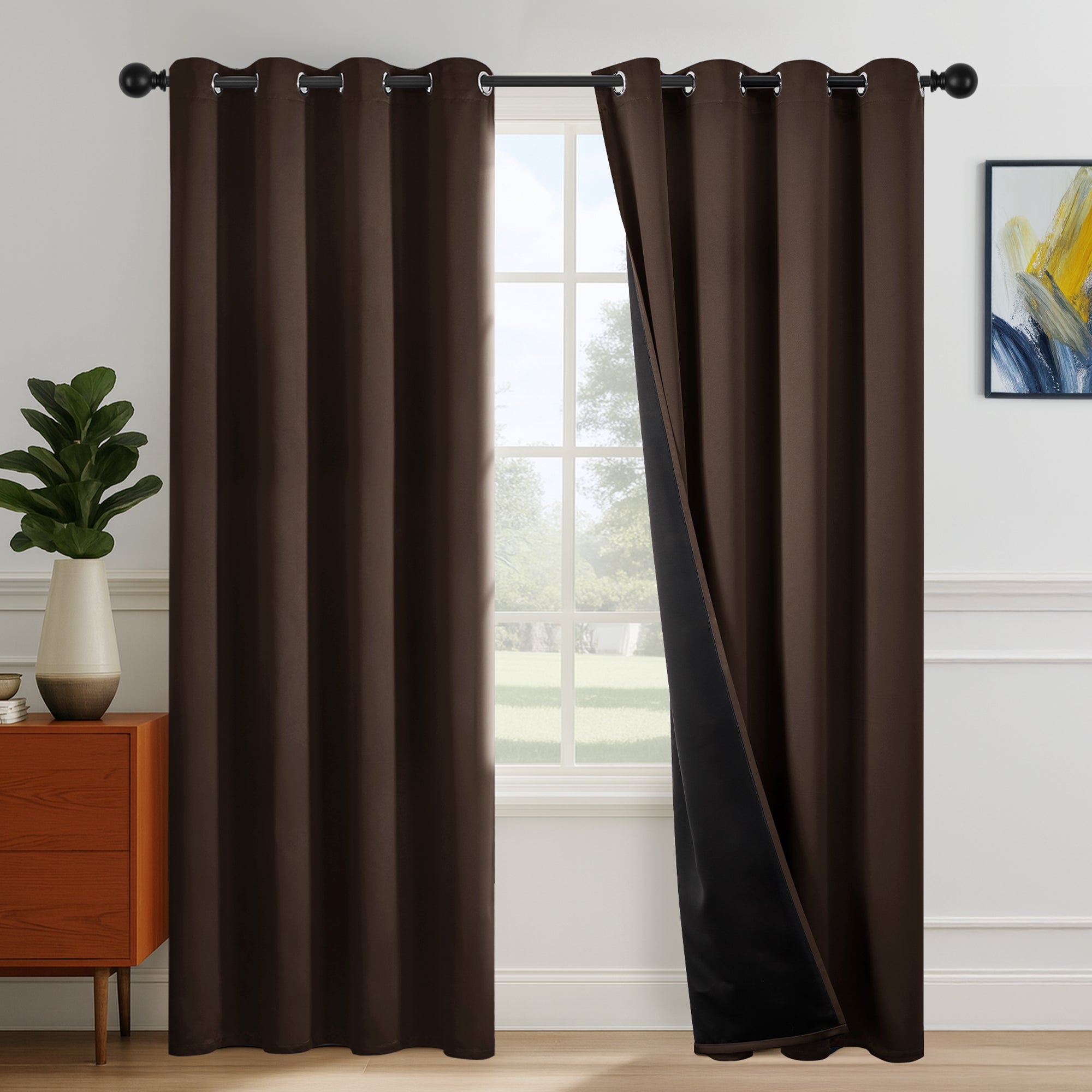 Deconovo Blackout Curtains for Bedroom & Living Room, Thermal Insulated Room Darkening Drapes, Grommet Panels Set of 2