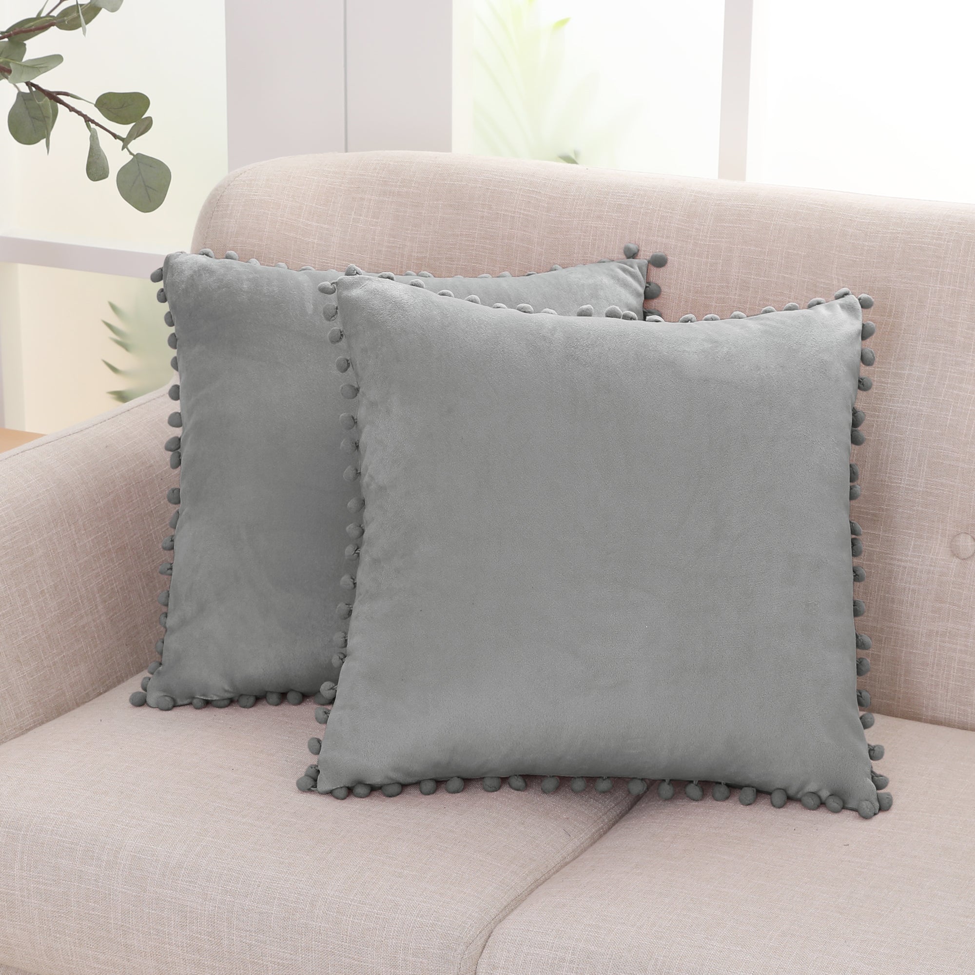 Deconovo Velvet Pom-Pom Pillow Covers 2-Pack – Multiple Sizes (Cover Only)