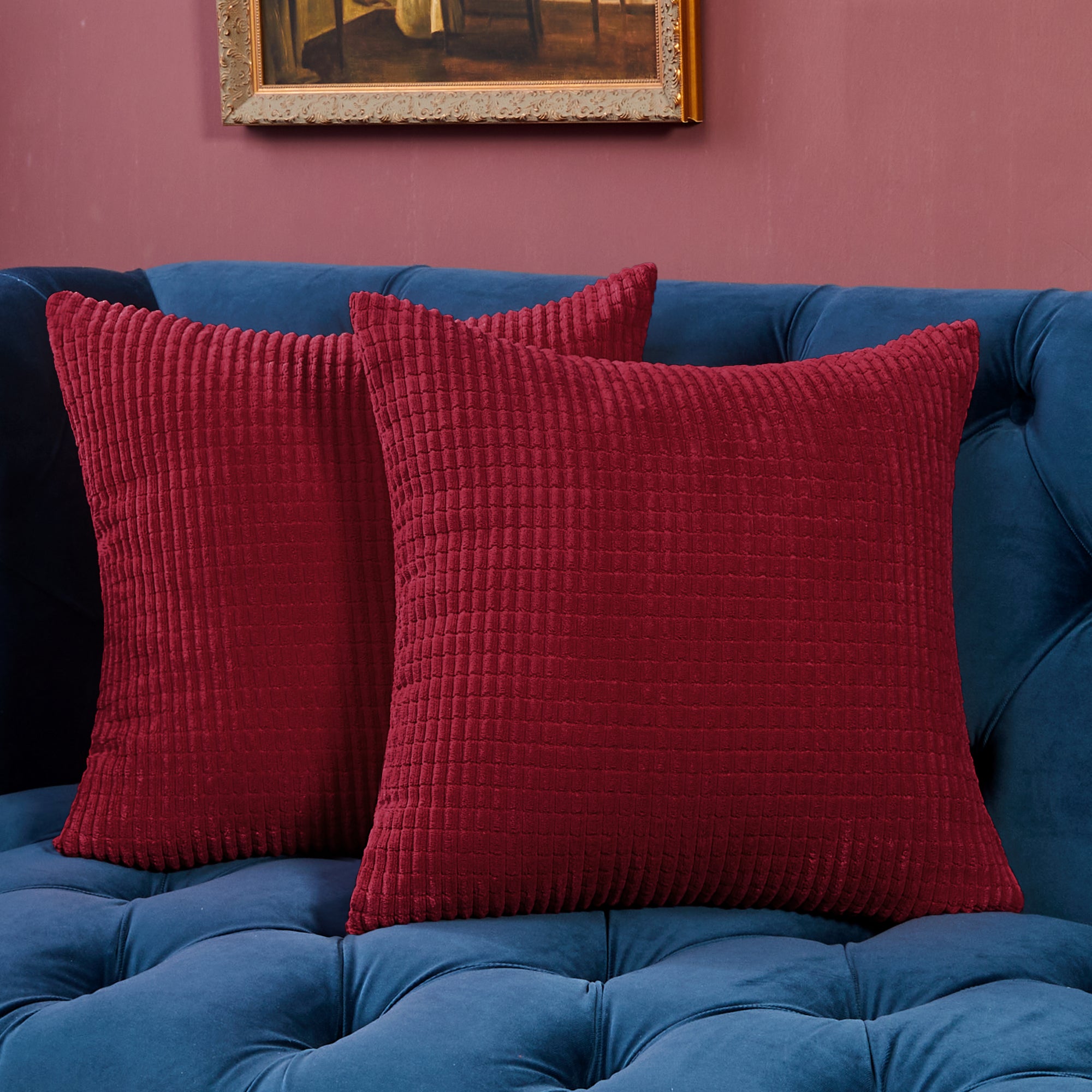 Deconovo Corduroy Decorative Throw Pillow Covers, 2-Pack, OEKO-TEX, Zippered