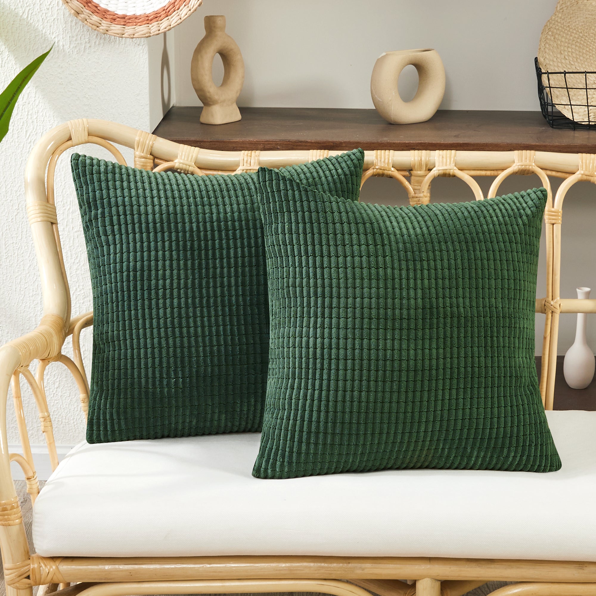 Deconovo Corduroy Decorative Throw Pillow Covers, 2-Pack, OEKO-TEX, Zippered